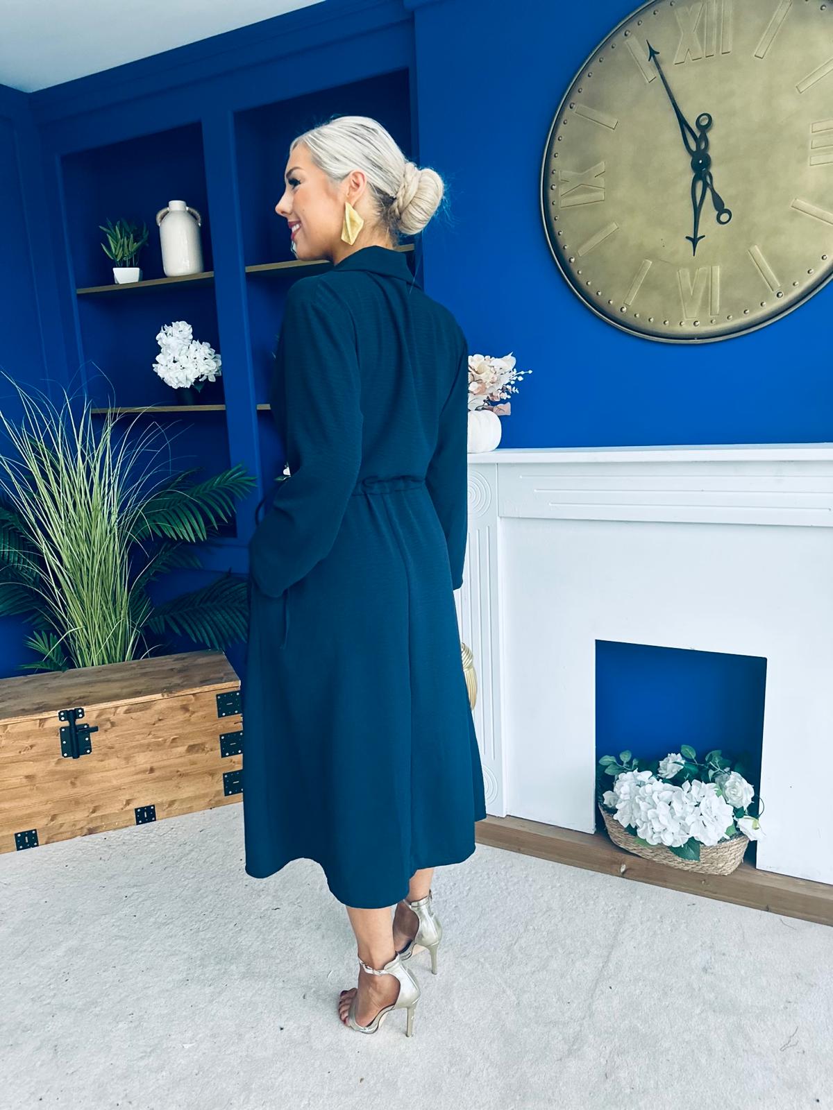 Bradley Detailed Midi Dress Navy