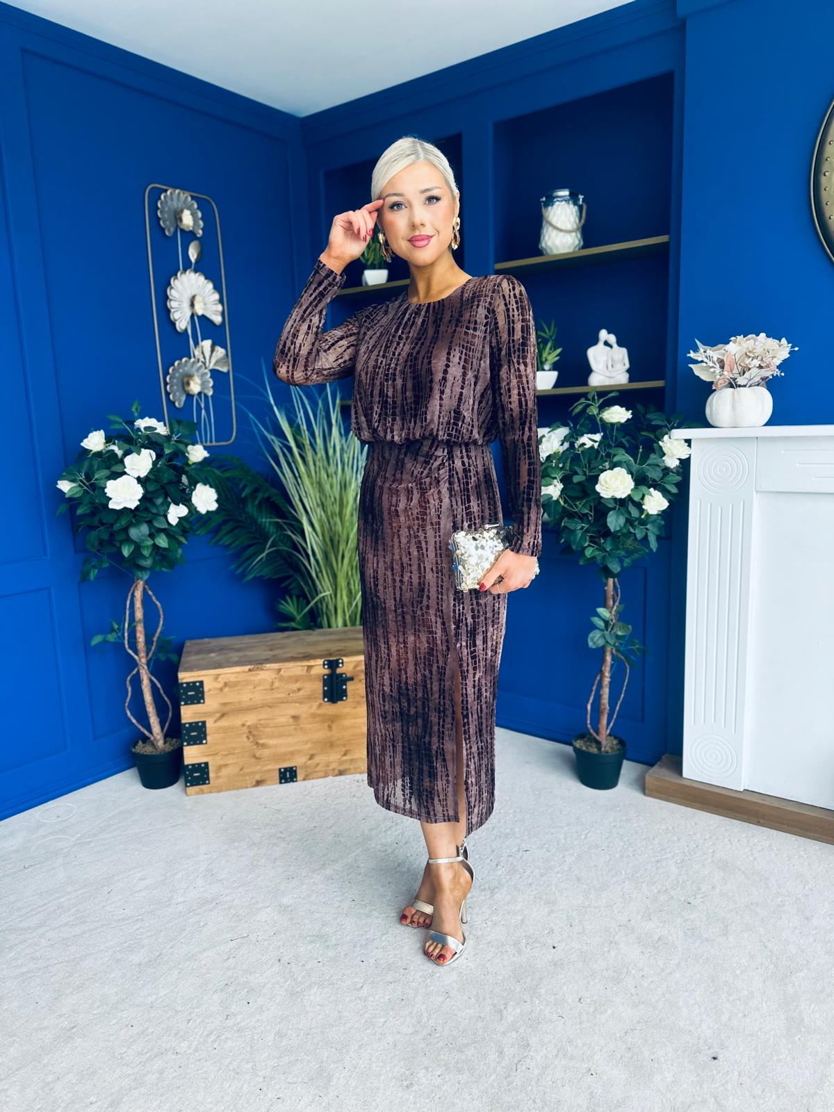 Molly Long Sleeve Occasion Dress Burnout Coco