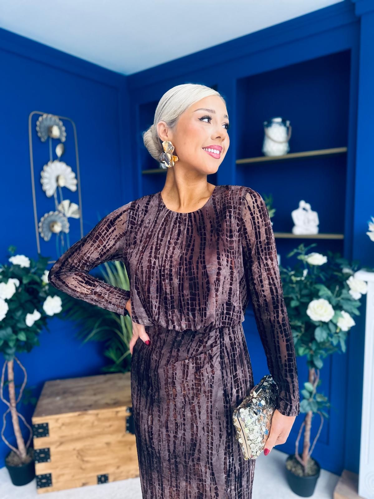 Molly Long Sleeve Occasion Dress Burnout Coco