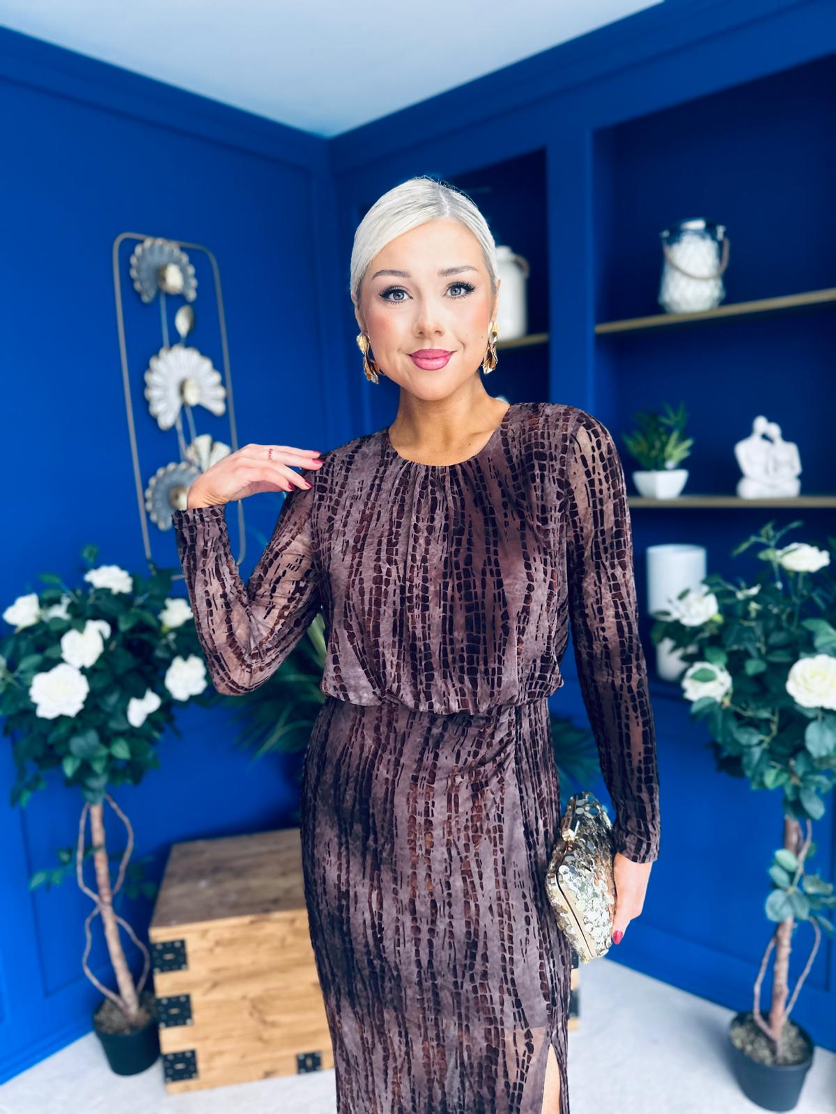 Molly Long Sleeve Occasion Dress Burnout Coco