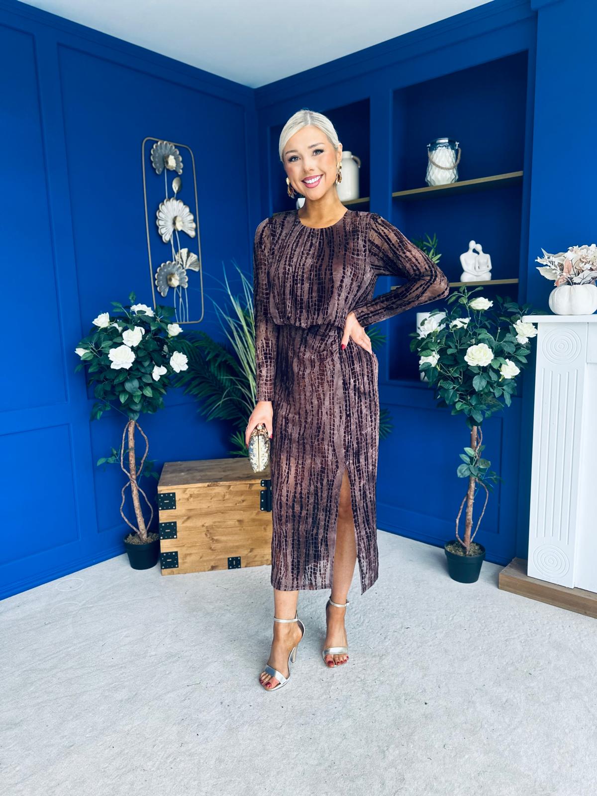 Molly Long Sleeve Occasion Dress Burnout Coco