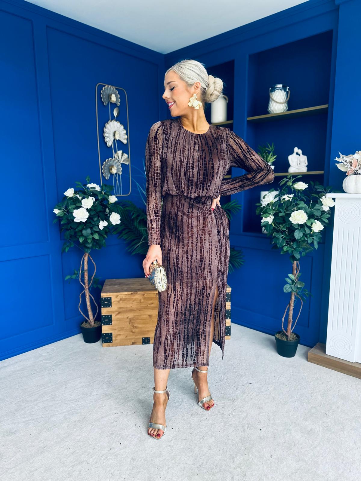 Molly Long Sleeve Occasion Dress Burnout Coco