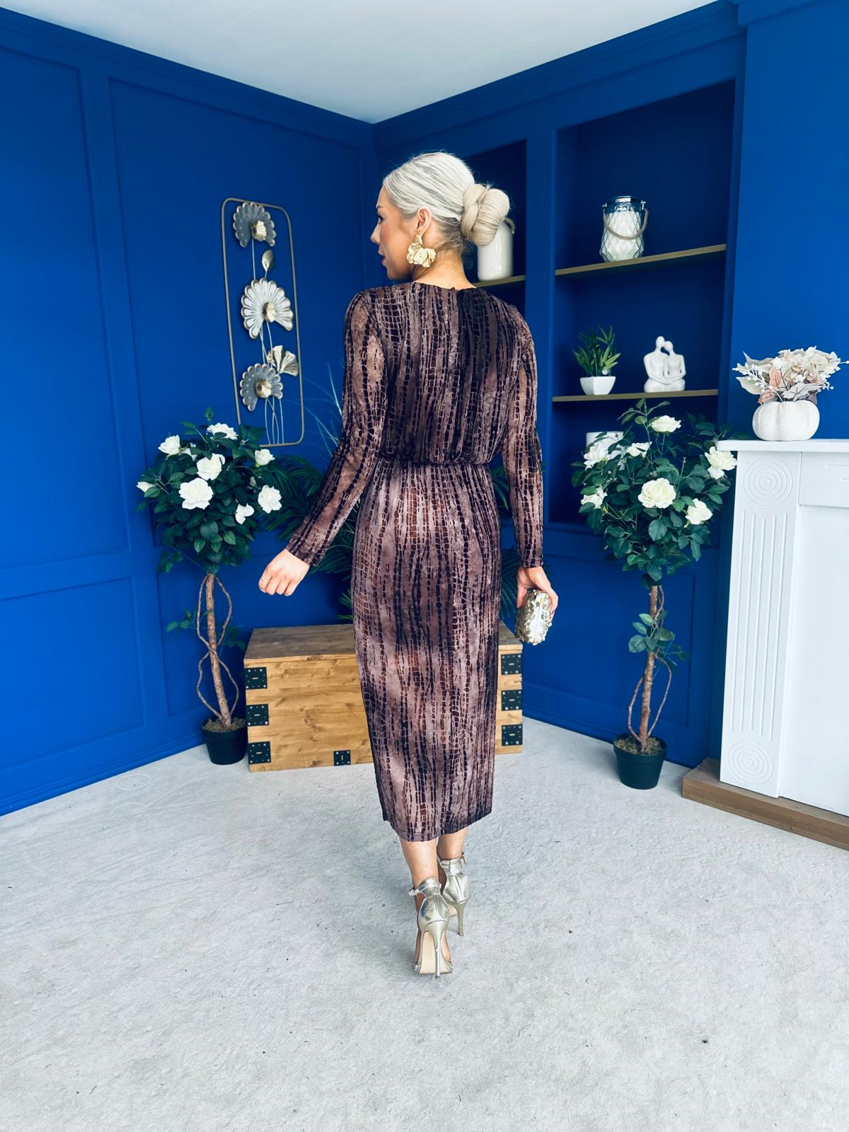 Molly Long Sleeve Occasion Dress Burnout Coco