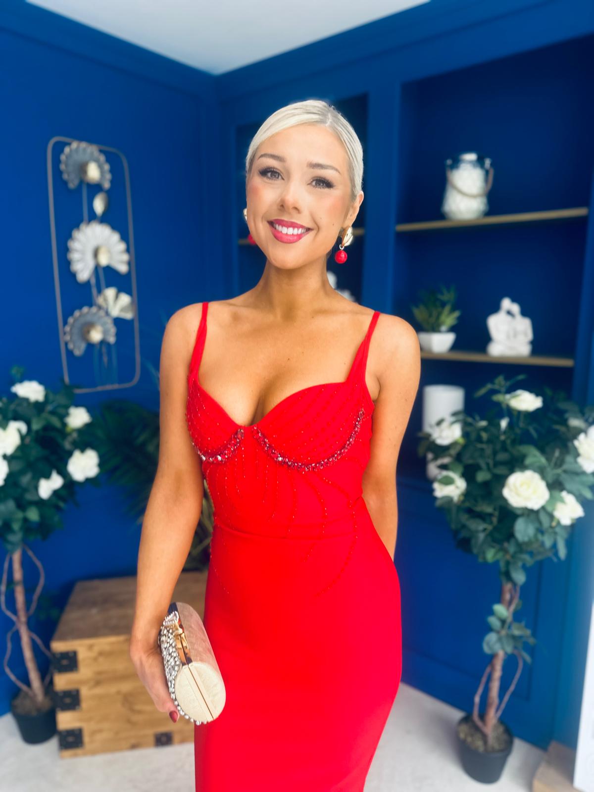 Sidney Embellished Occasion Dress Red