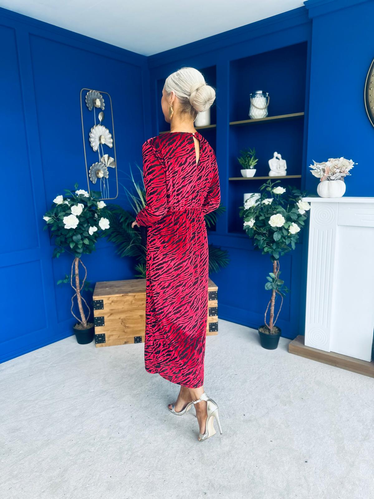Dakota Detailed Velvet Occasion Dress Wine