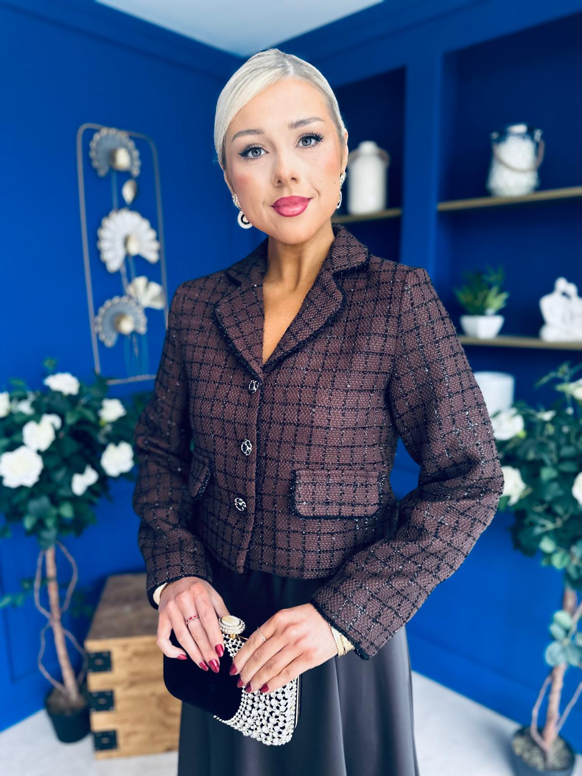 Camilla Detailed Tweed Jacket Chocolate