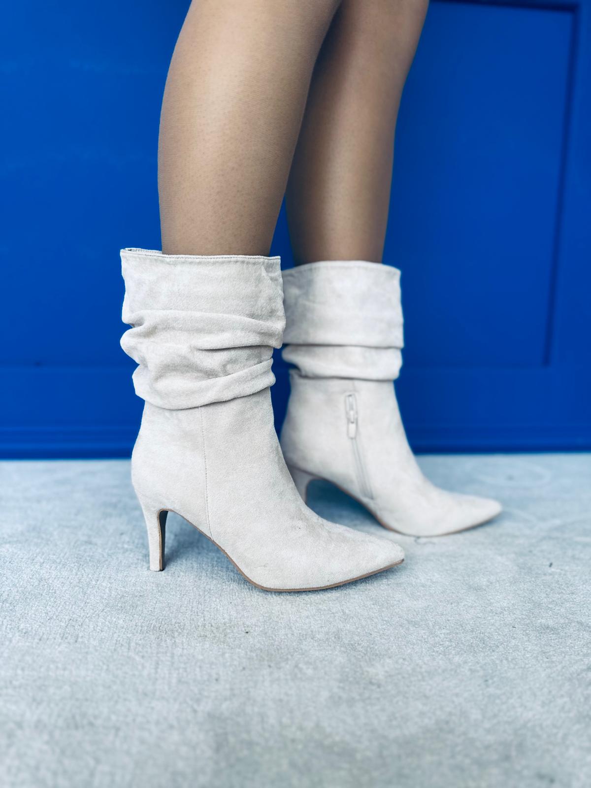 Mag Faux Suede Heel Boots Beige