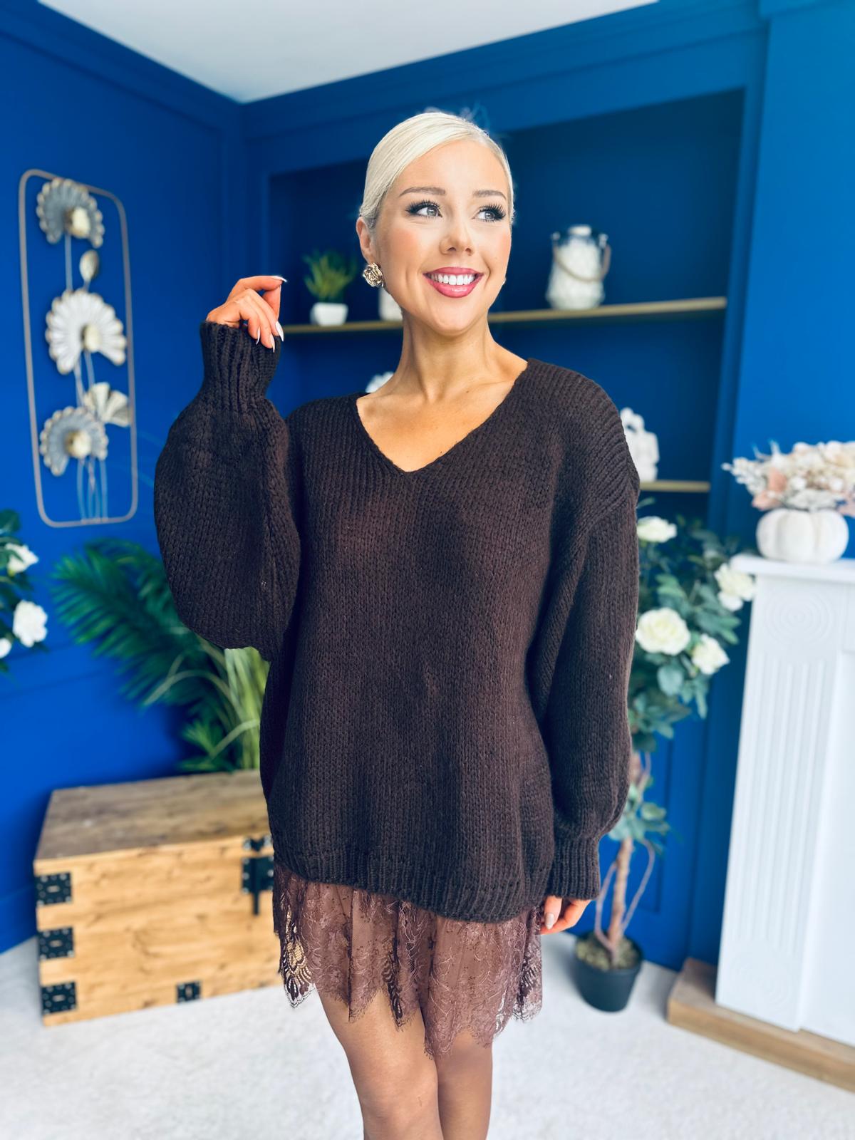 Sami Knitted Jumper Dress Chocolate