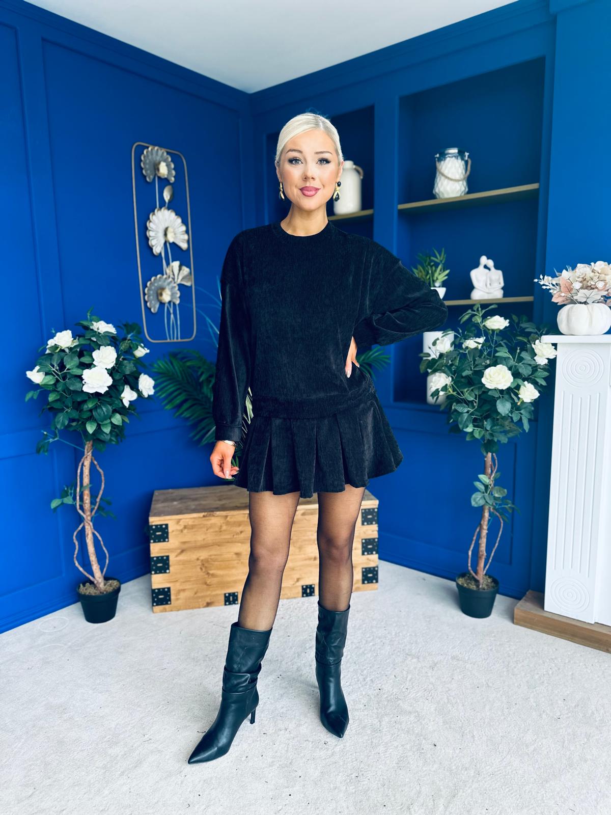 Mandy Velvet Mini Shift Dress Black
