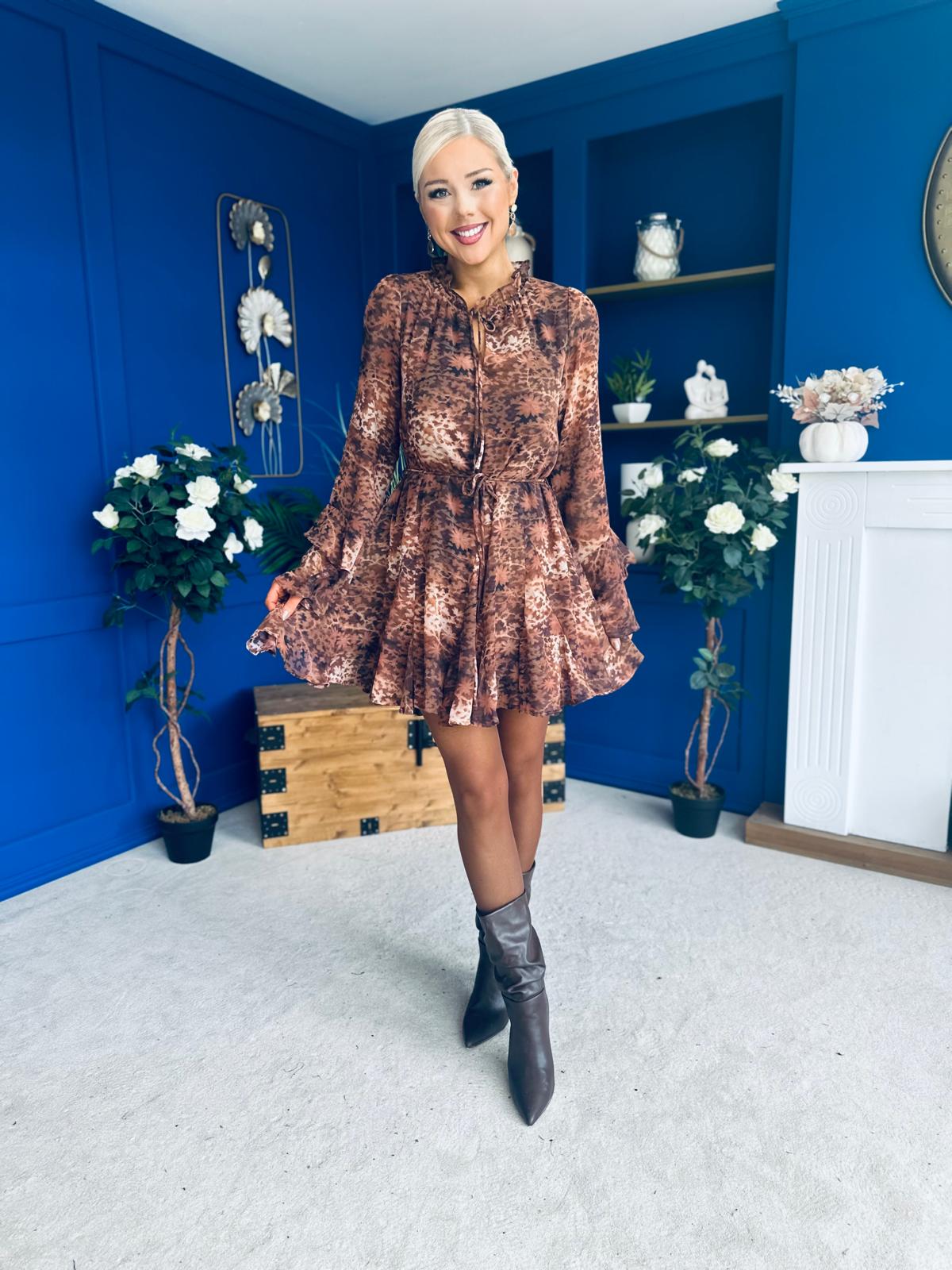 Maura High Neck Mini Dress Coco