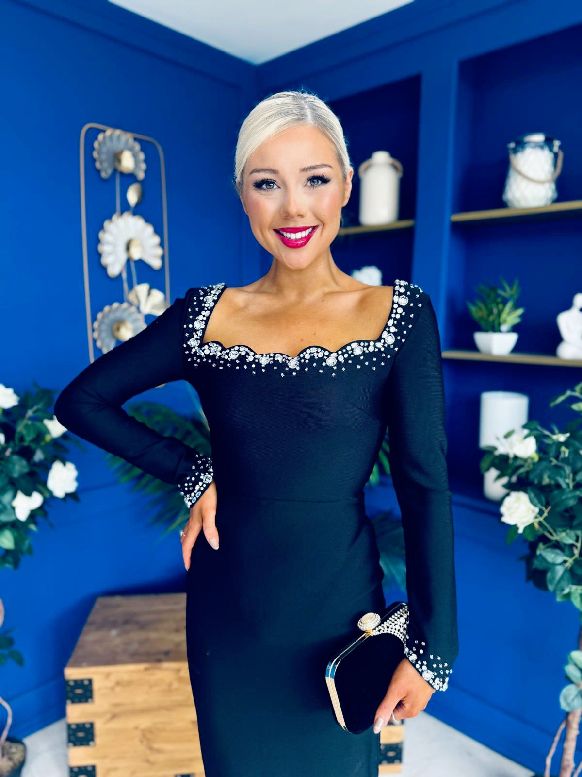 Celia Embellished Occasion Dress Black PRE ORDER Arriving 24 Oct