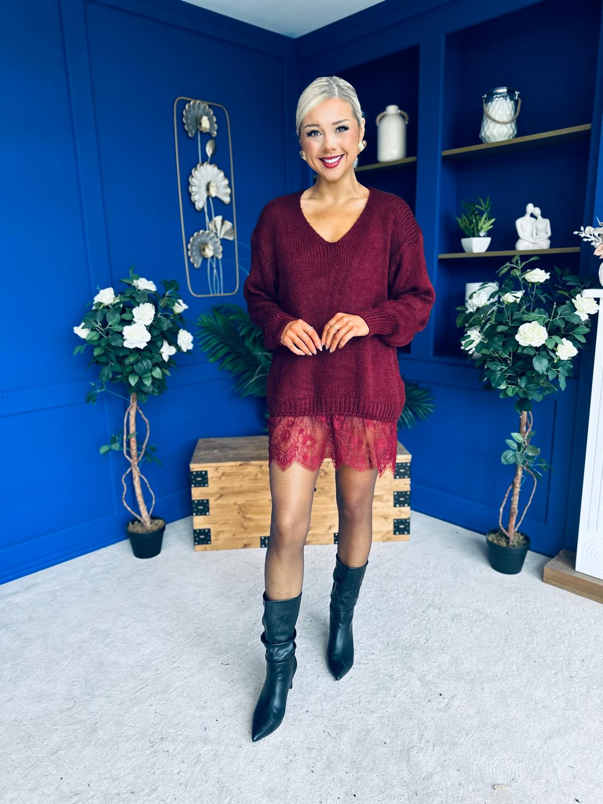 Sami Knitted Jumper Dress Burgundy