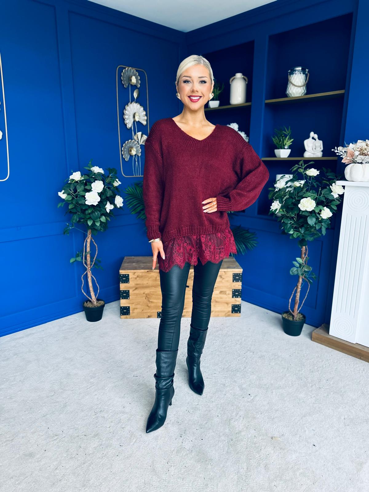 Sami Knitted Jumper Dress Burgundy