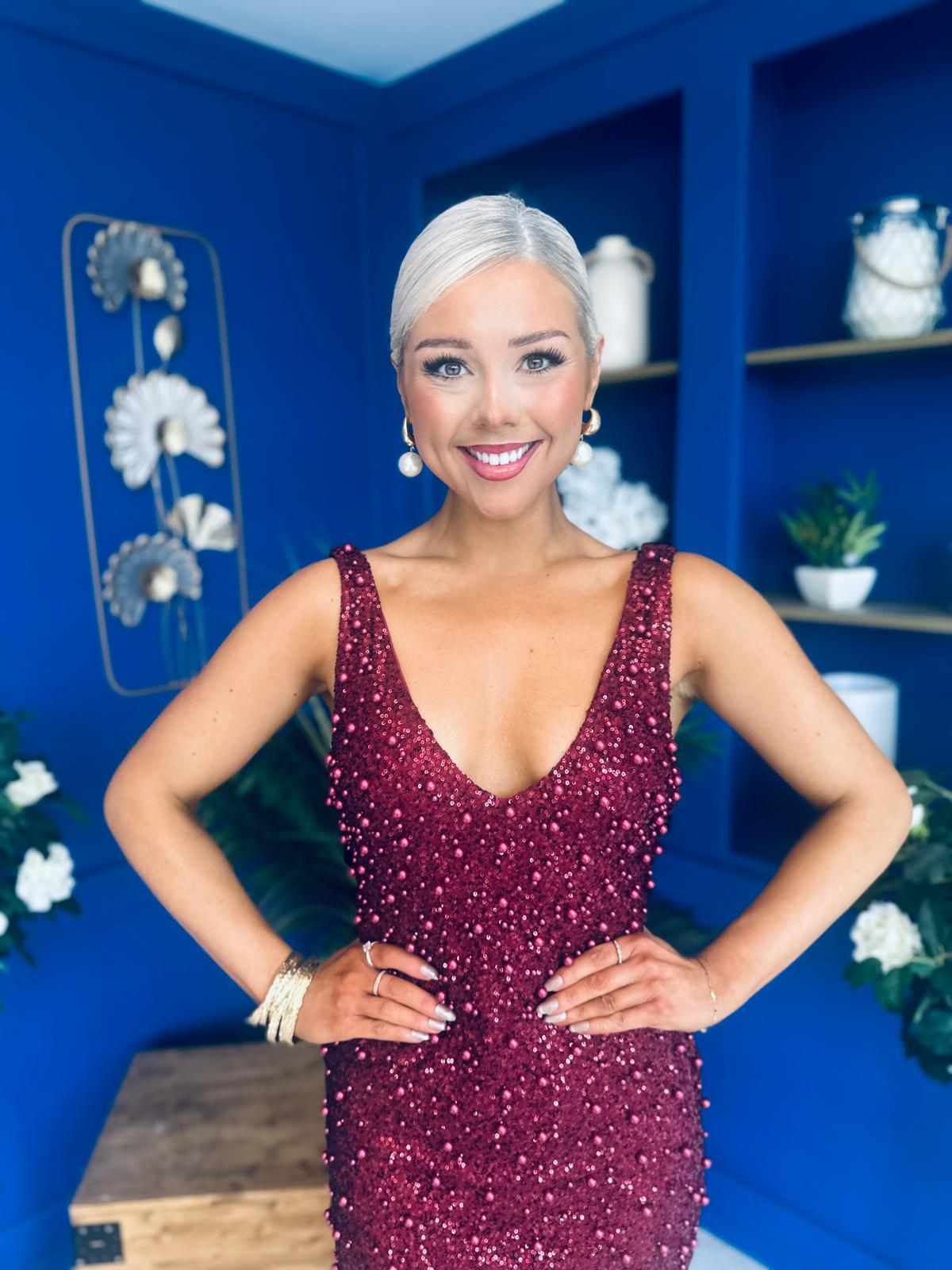 Barbara Sequin Mini Dress Wine