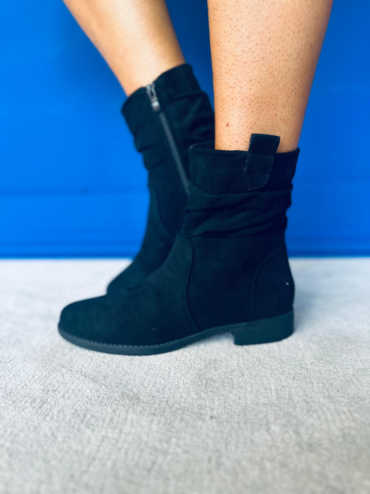 Philis Faux Suede Ankle Boots Black