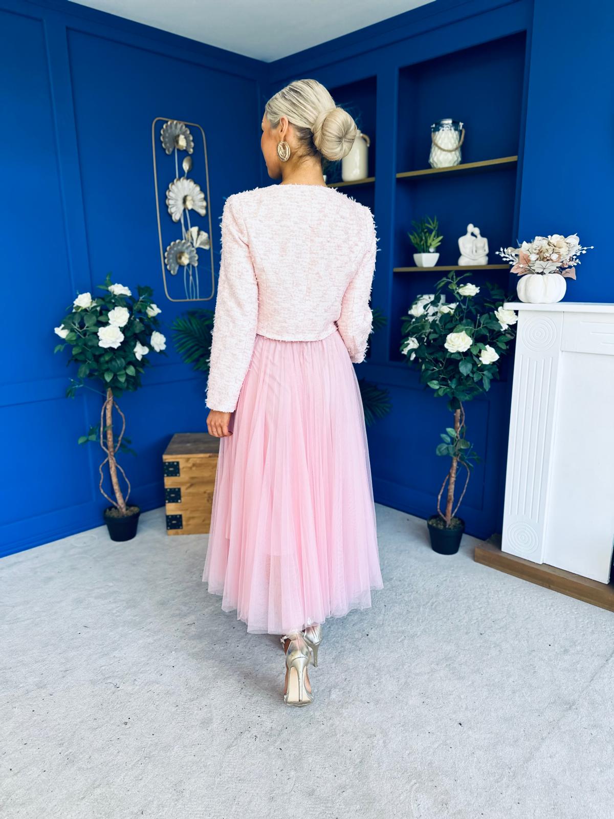 Celine Detailed Tulle Skirt Pink