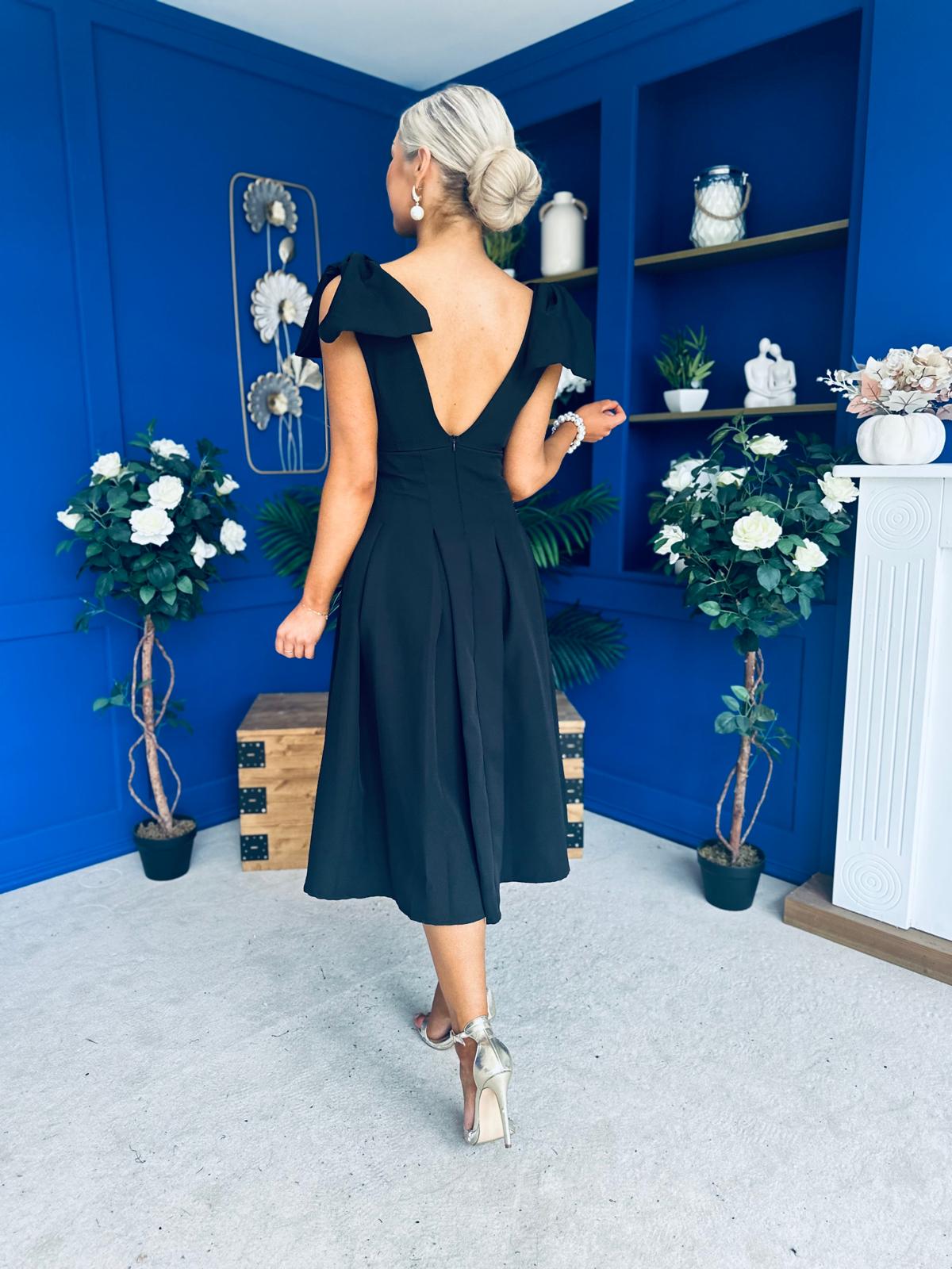 Matilda Bow Detail Occasion Dress Black