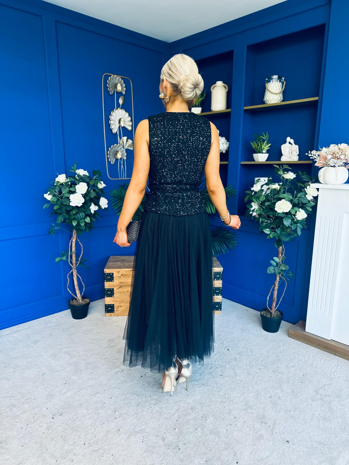 Martha Detailed Waistcoat Black