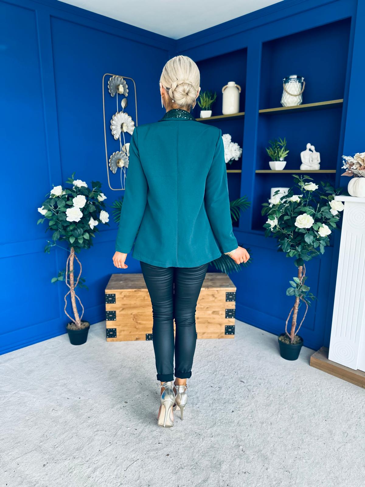 Yasmin Sequin Detail Blazer Forest