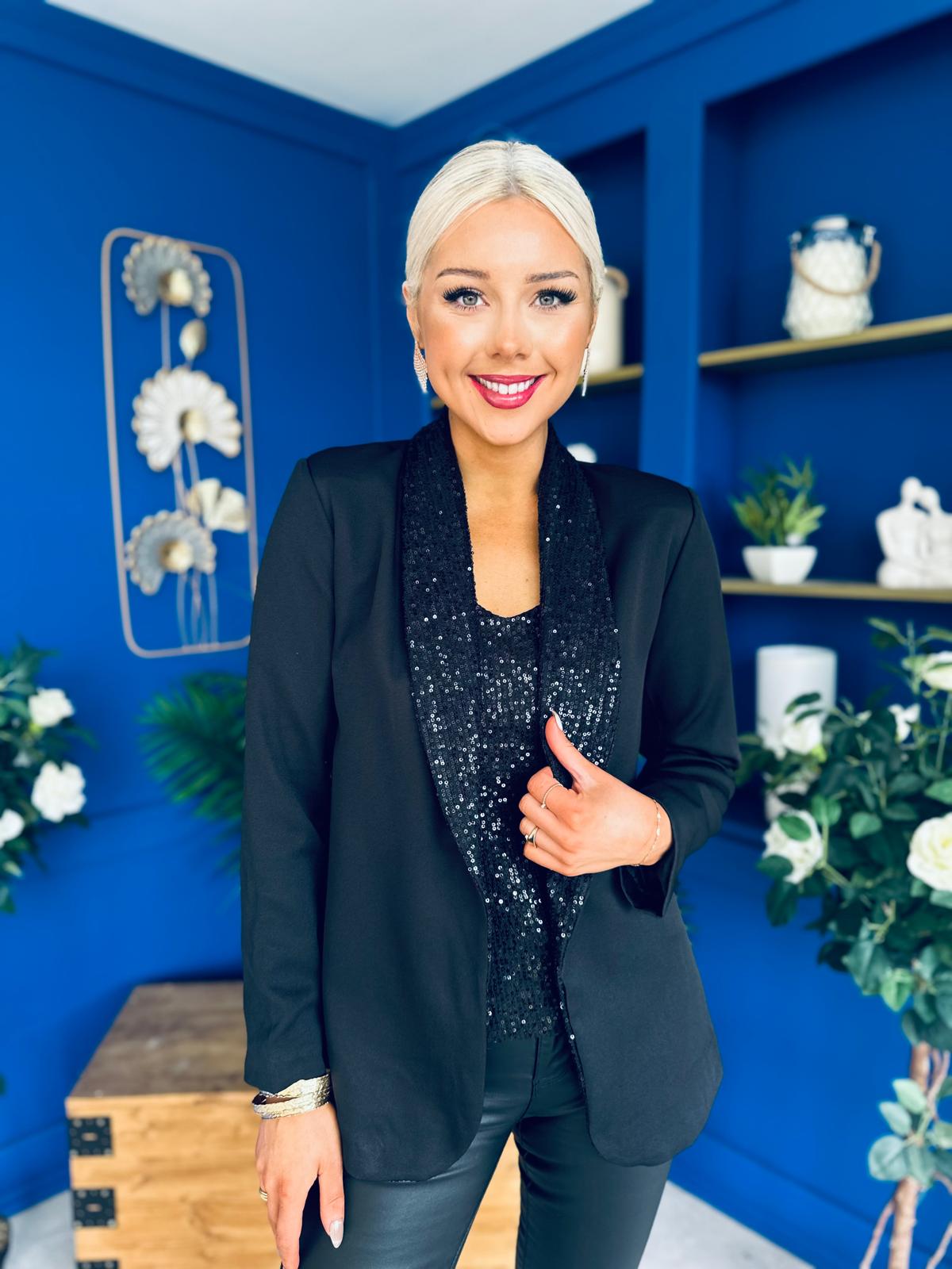 Yasmin Sequin Detail Blazer Black