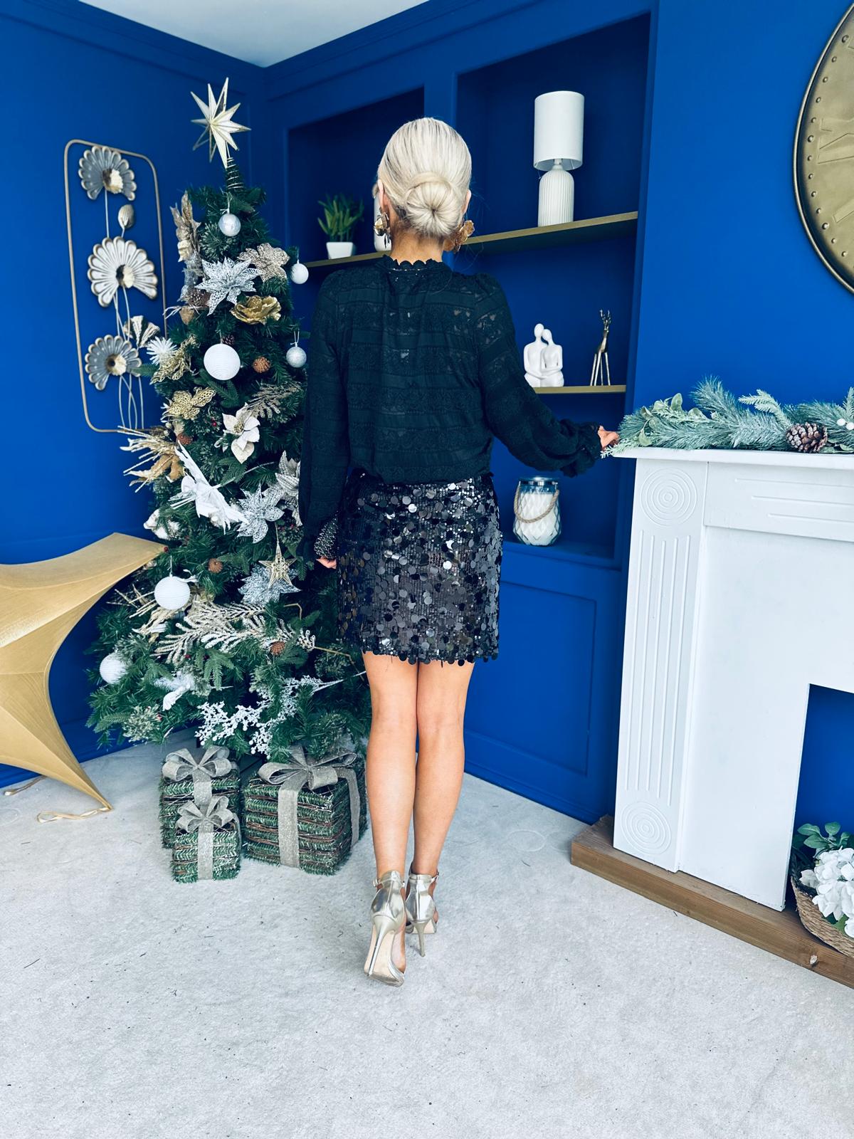 Freya Large Sequin Mini Skirt Black