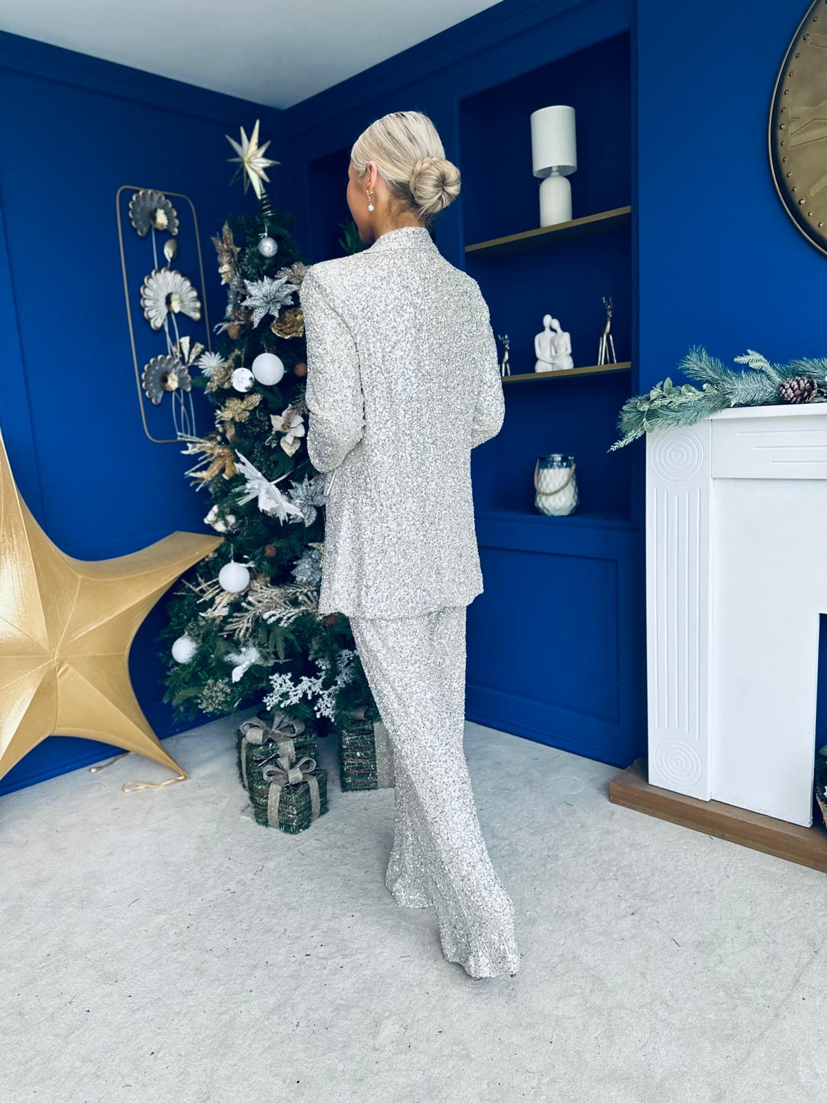 Monica Full Sequin Occasion Suit Champagne