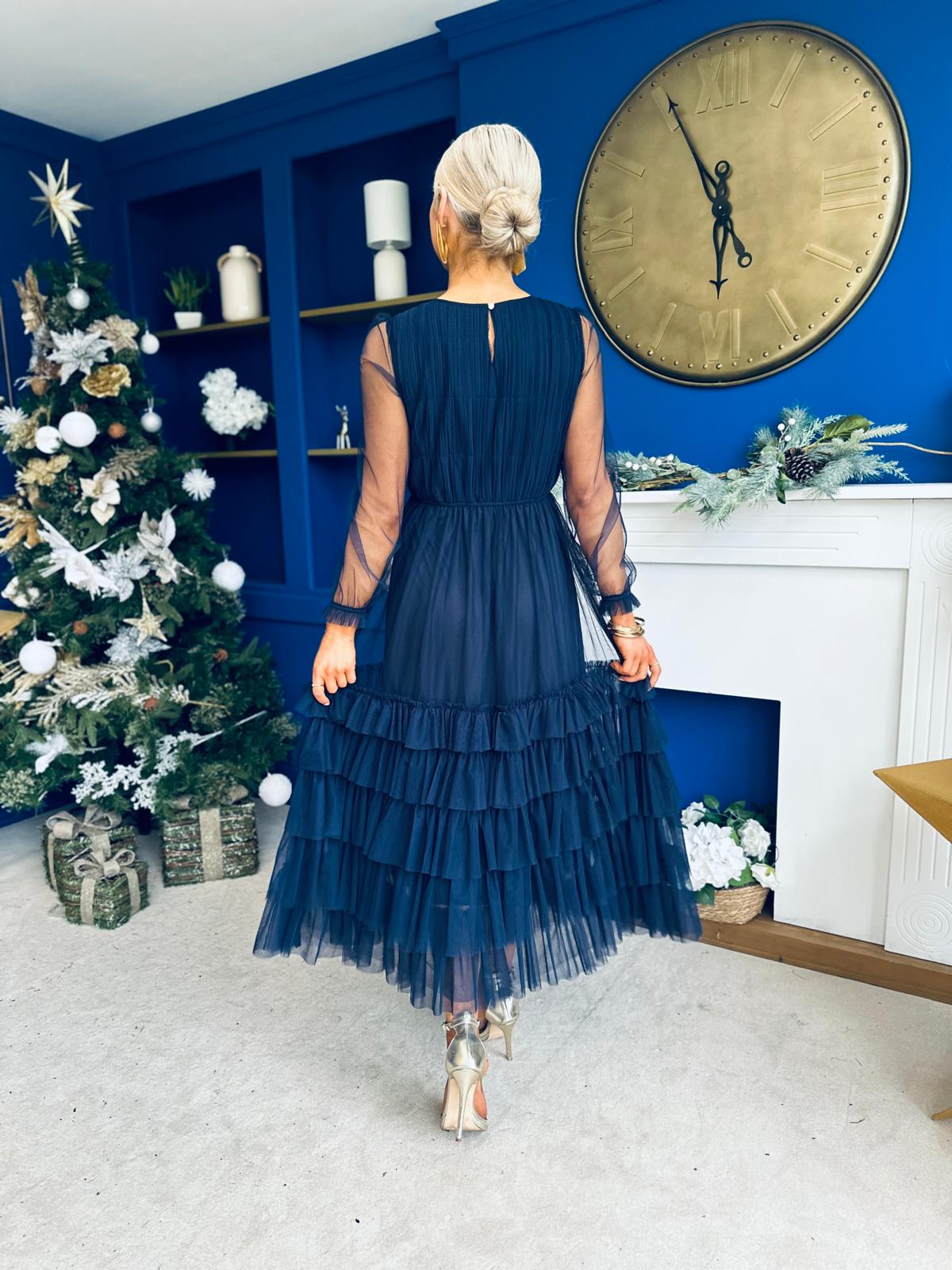 Bianca Layered Occasion Tulle Dress Navy