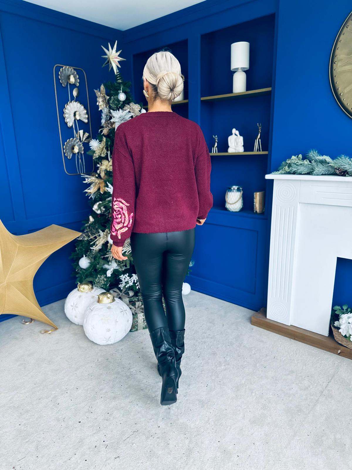 Venus Sequin Detailed Jumper Burgundy