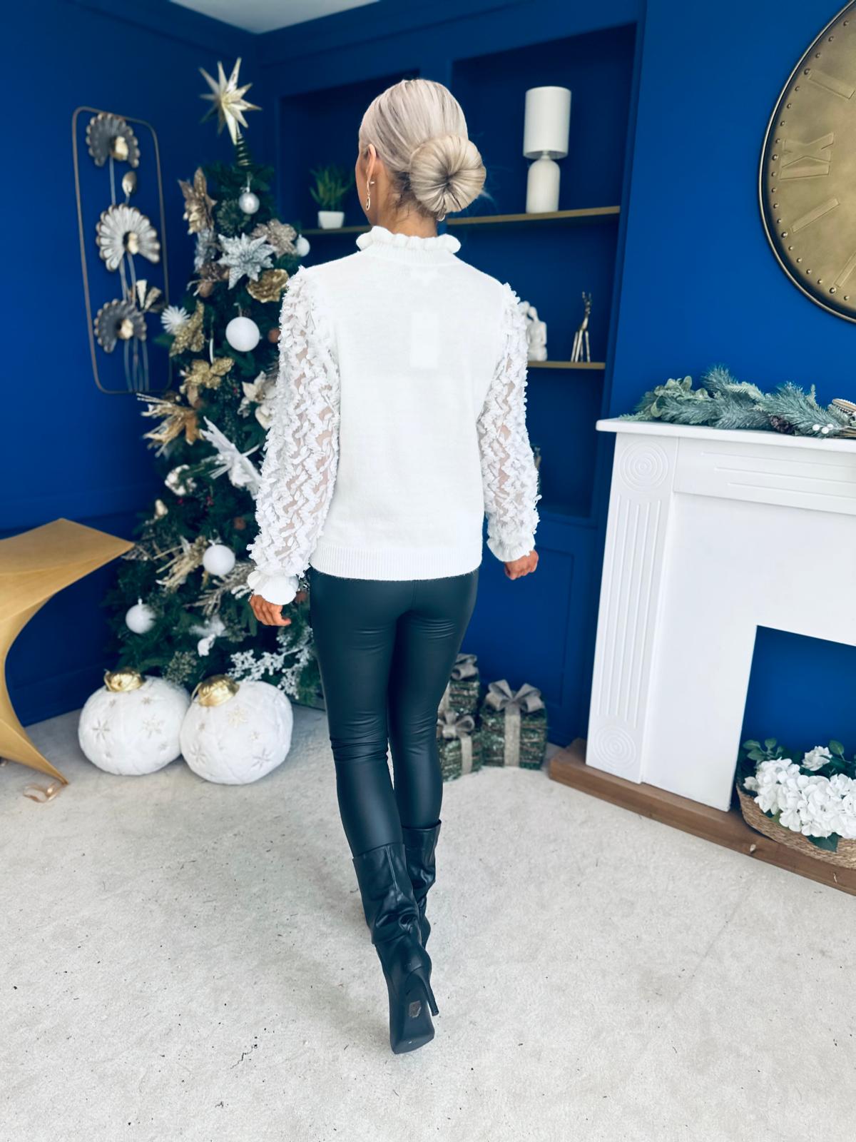 Gillian Sequin Detailed Jumper Cream