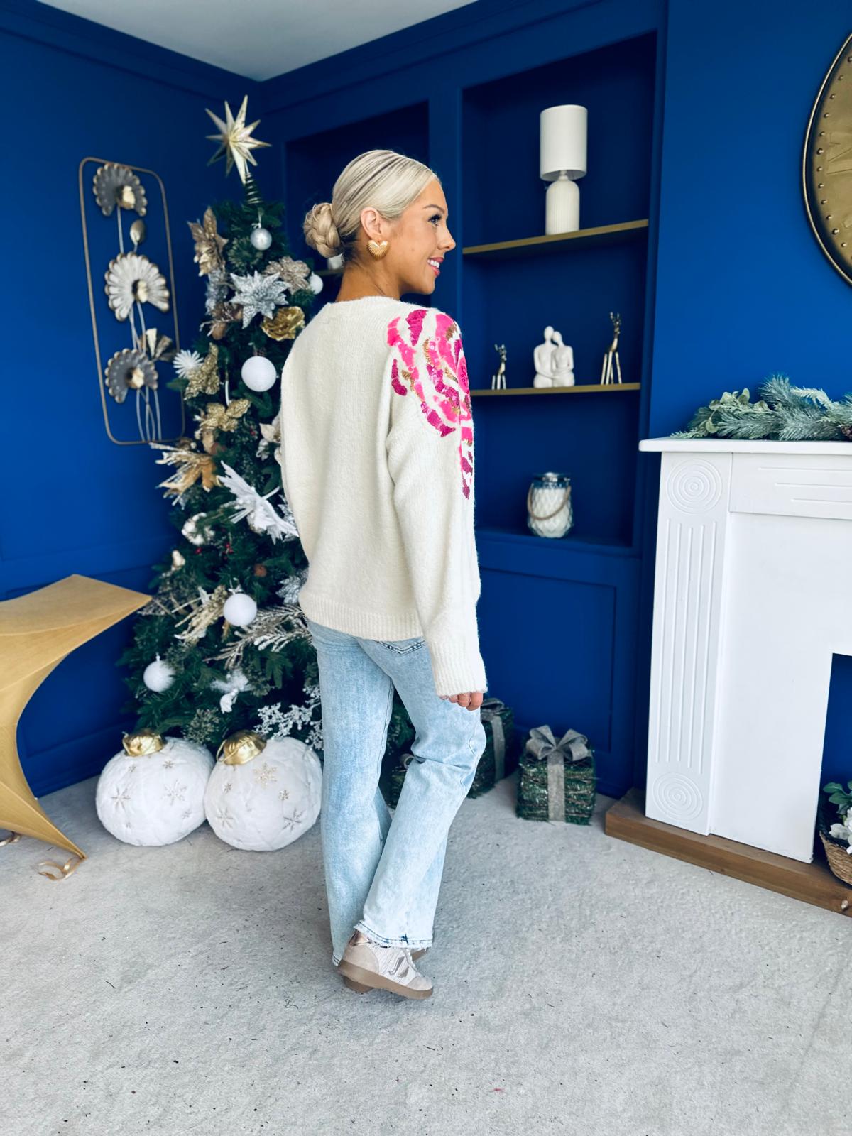 Breah Sequin Detailed Jumper Cream