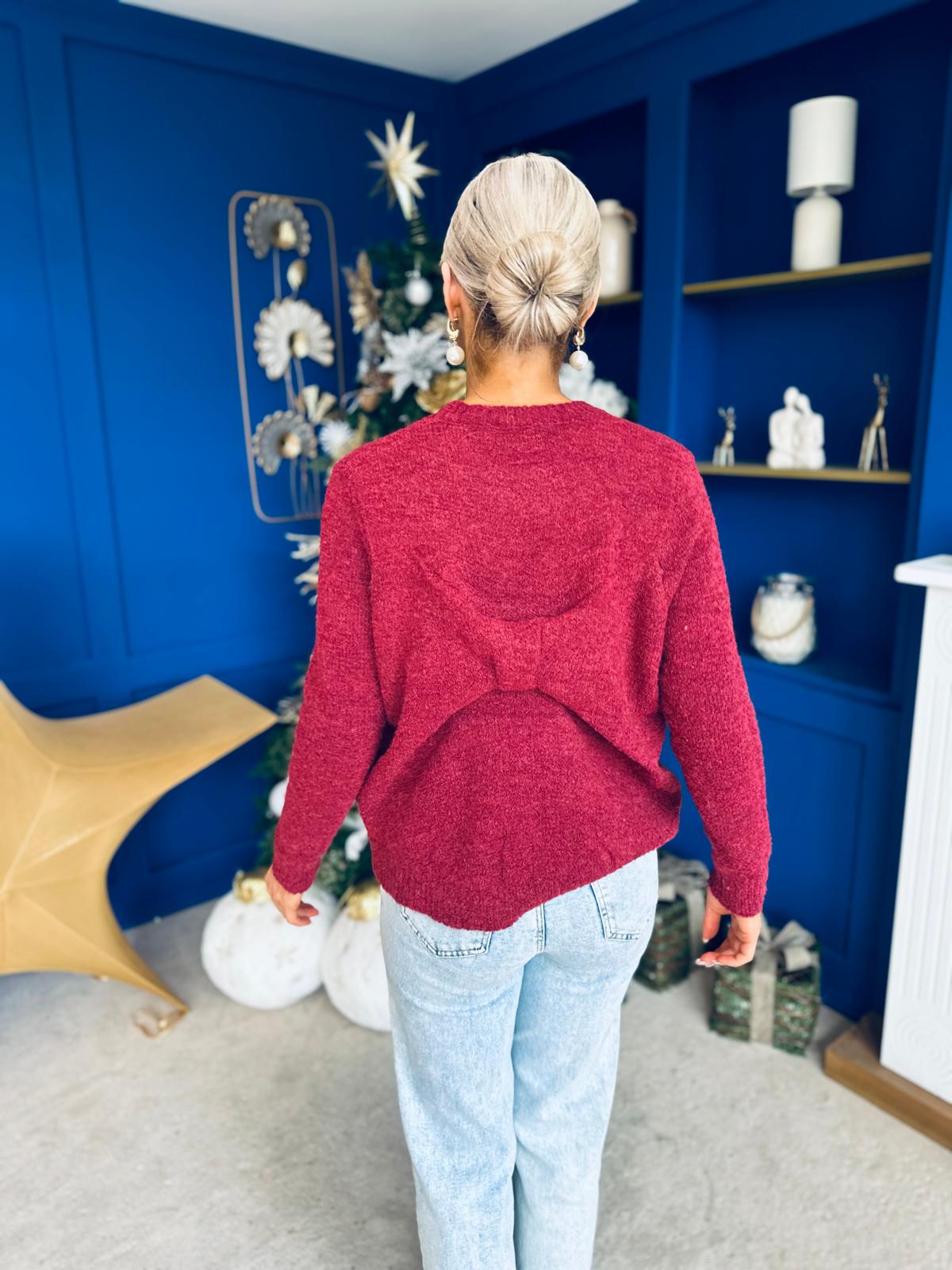 Pria Bow Detail Jumper Burgundy