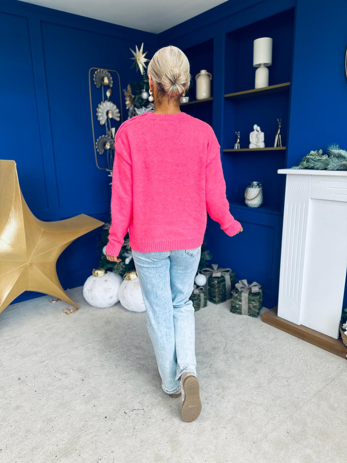 Aine Button Detail Jumper Pink