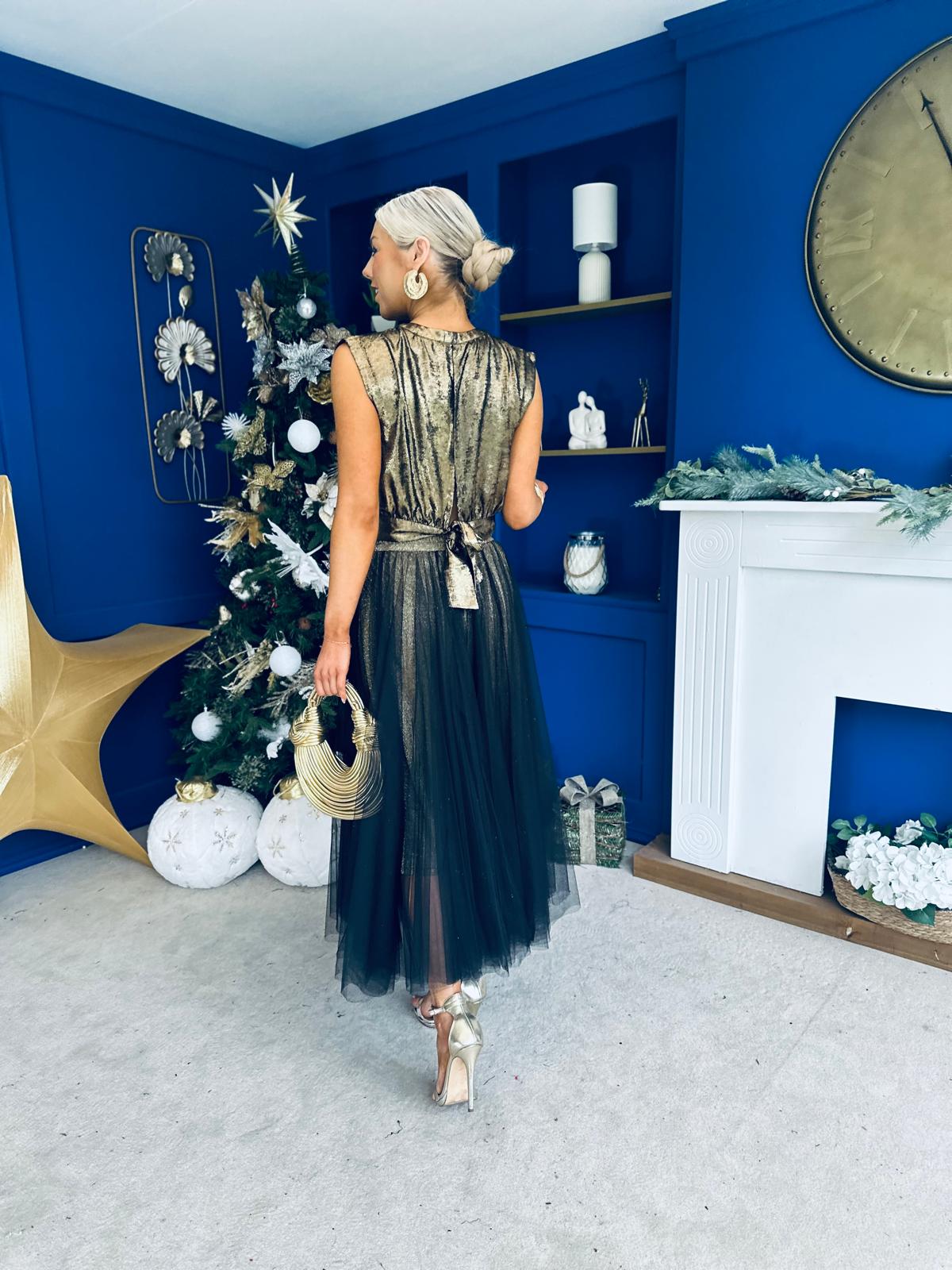 Tracy Detailed Tulle Skirt Black Gold Pre Order 9 Dec