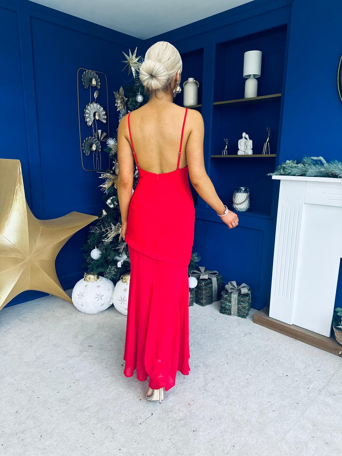 Delilah Detailed Occasion Maxi Dress Red