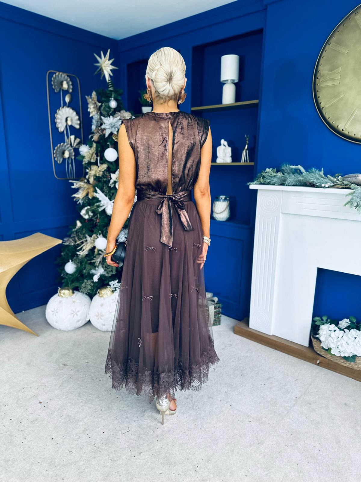 Kylie Detailed Metallic Top Bronze