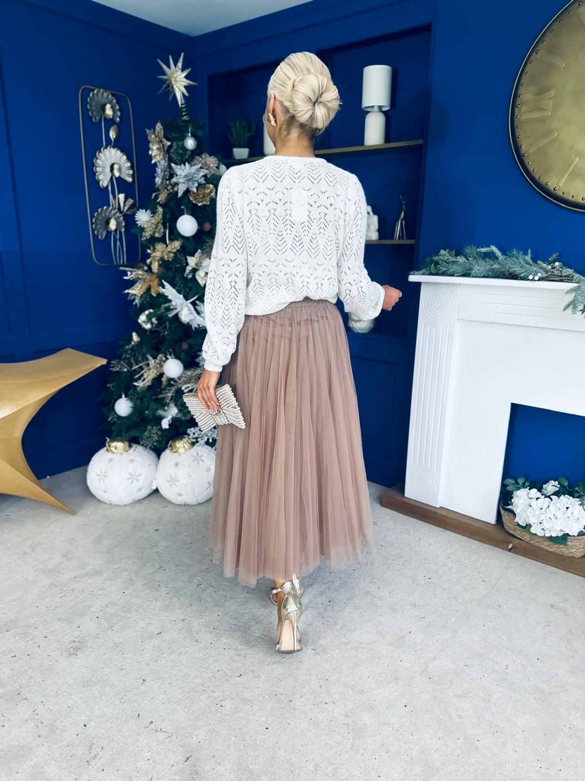 Celine Detailed Tulle Skirt Mocha