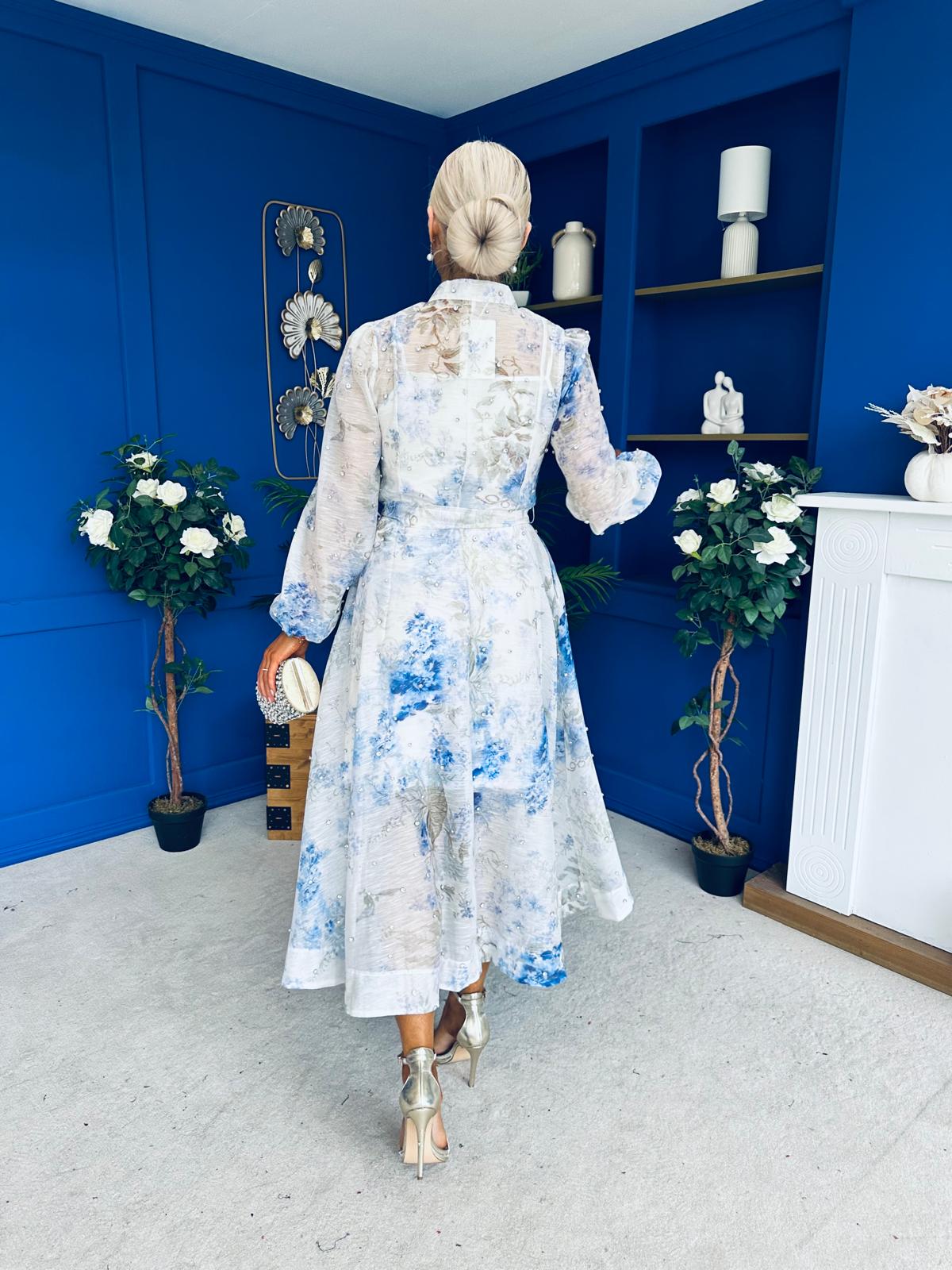 Simone Embellished Occasion Dress Blue