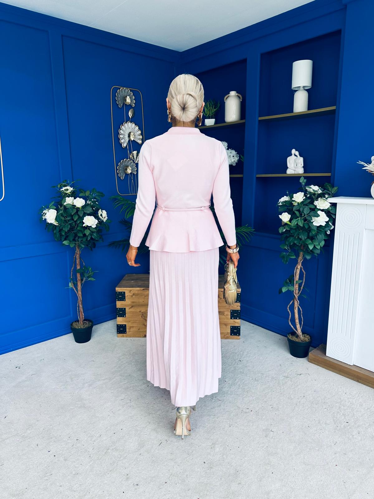 June Detailed Skirt & Cardi Set Pwr Pink