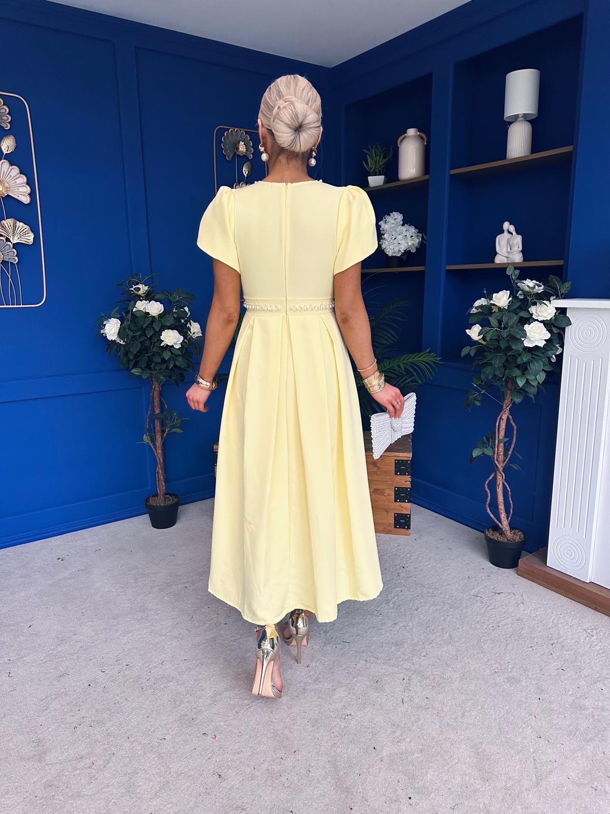 Collins Pearl Detail Occasion Dress Yellow
