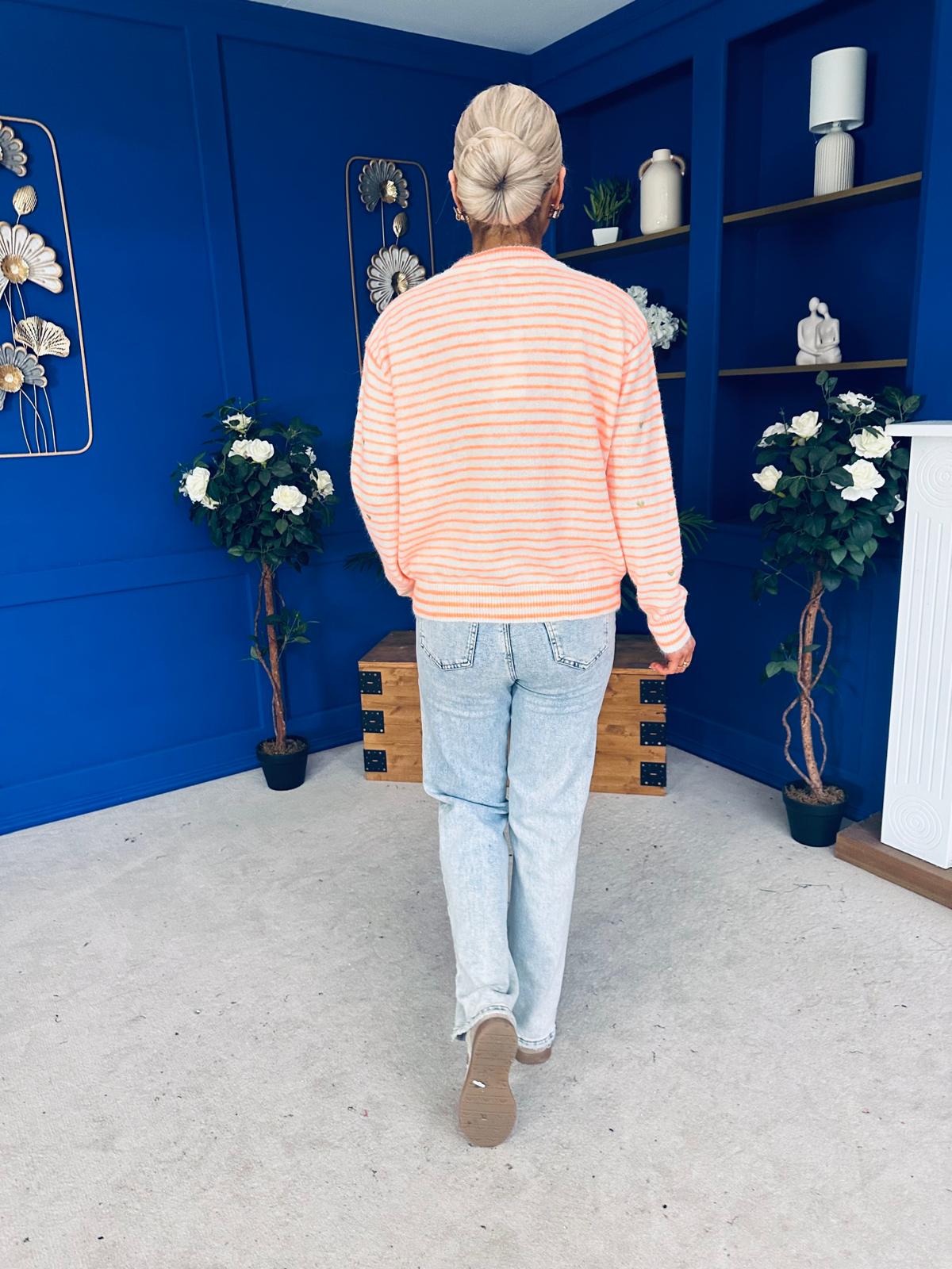 Kally Stripe Detail Jumper Orange