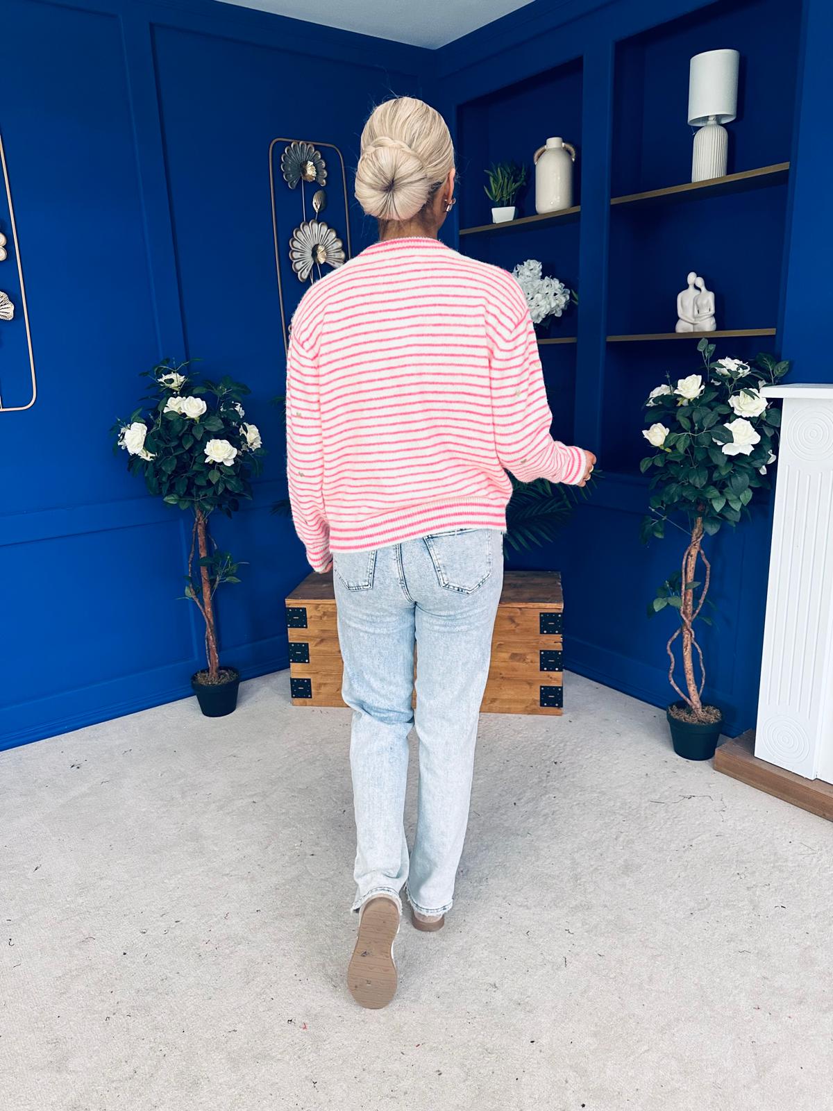 Kally Stripe Detail Jumper Pink