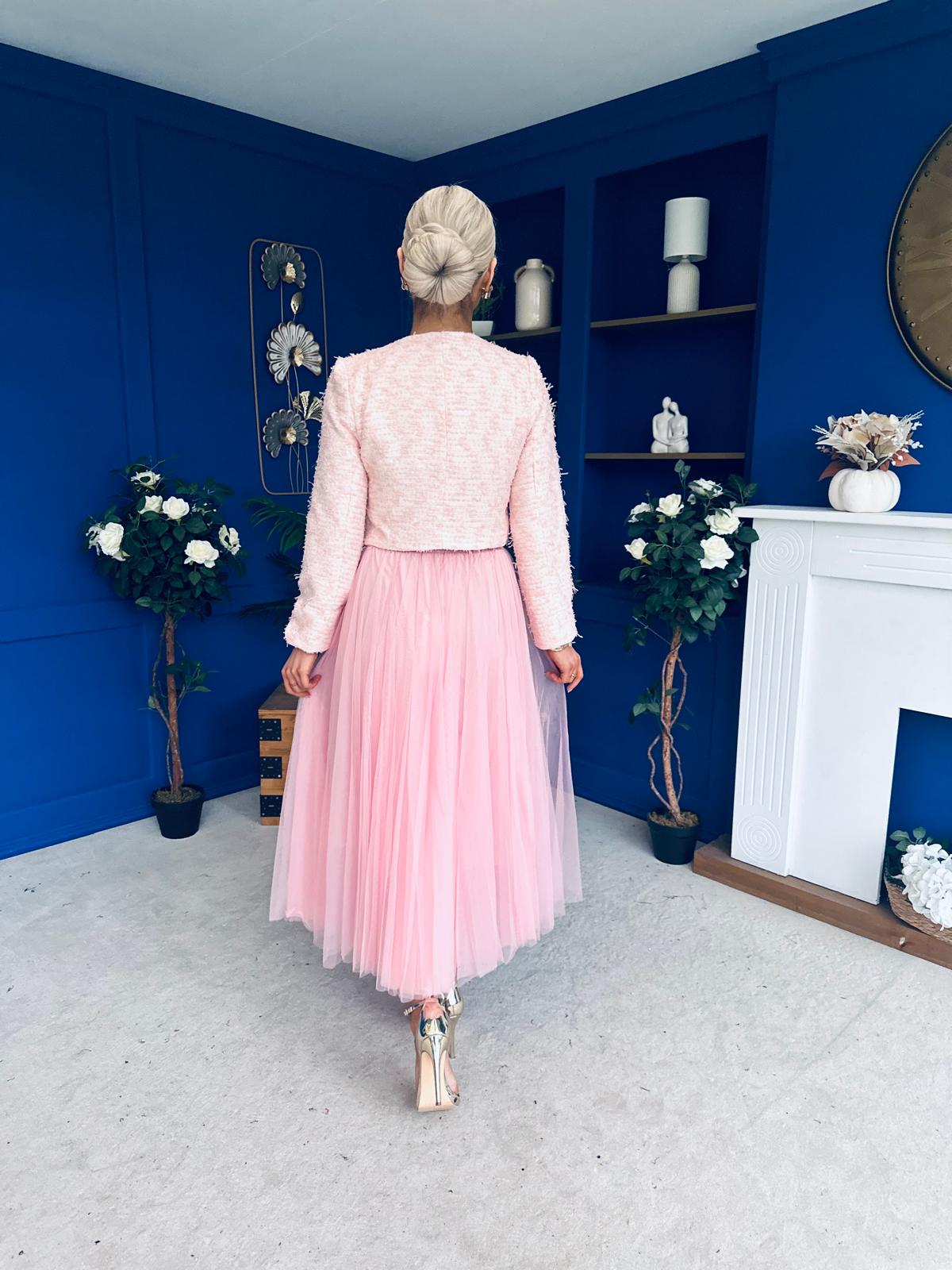 Emma Detailed Tweed Jacket Pink