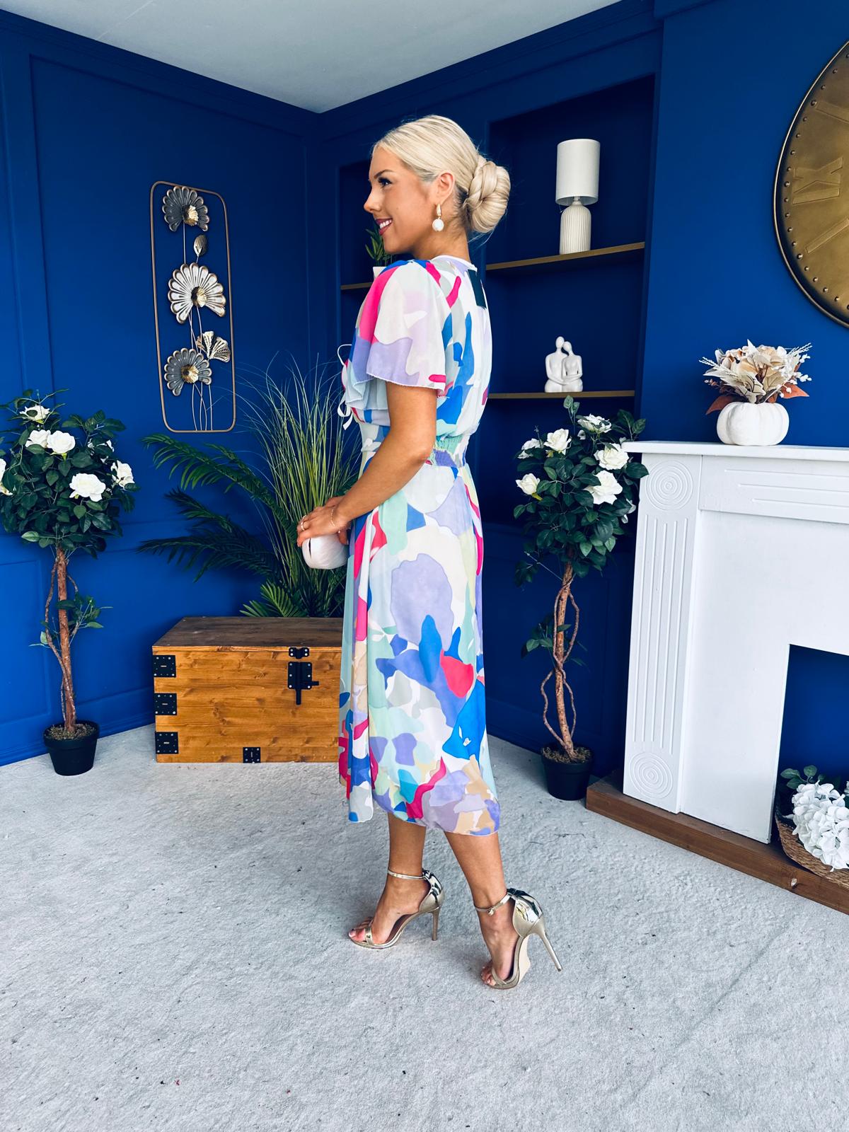 Maeve Detailed Midi Dress Geo Blue