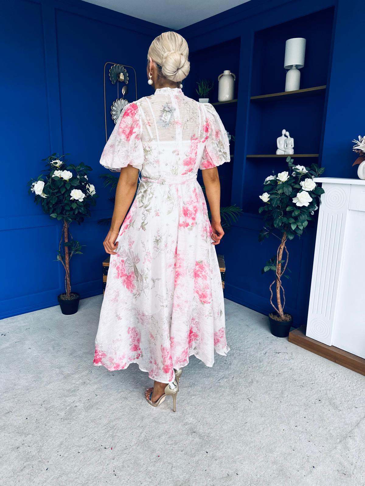 Doris Embellished Occasion Dress Rose