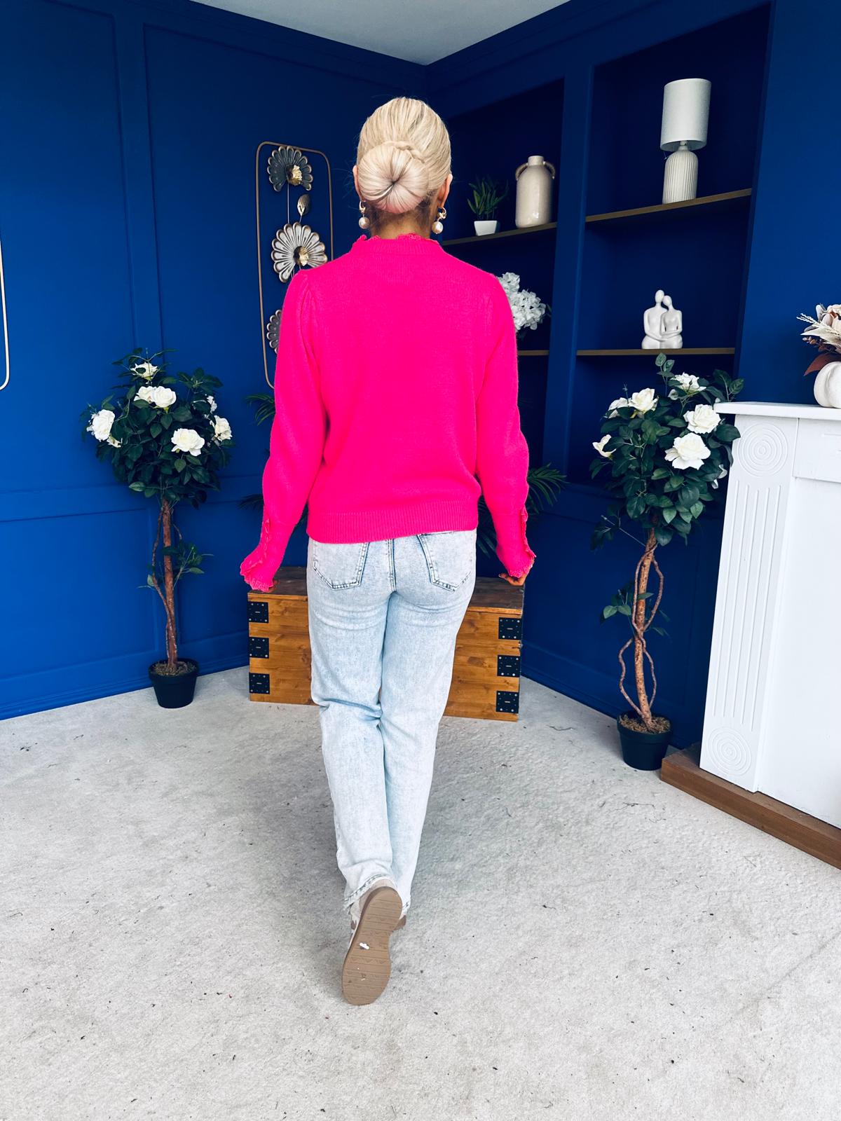 Elis Lace Detail Jumper Fuchsia