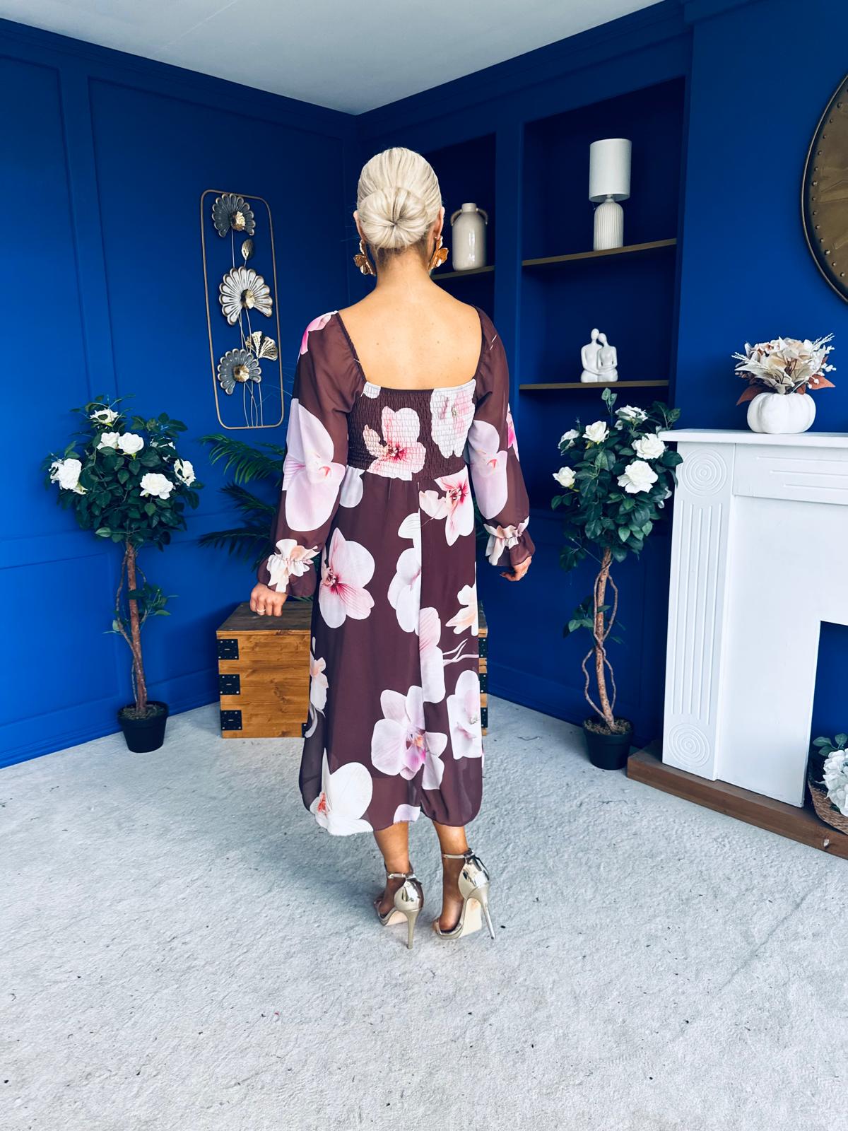 Ailbhe Detailed Midi Dress Floral Coco