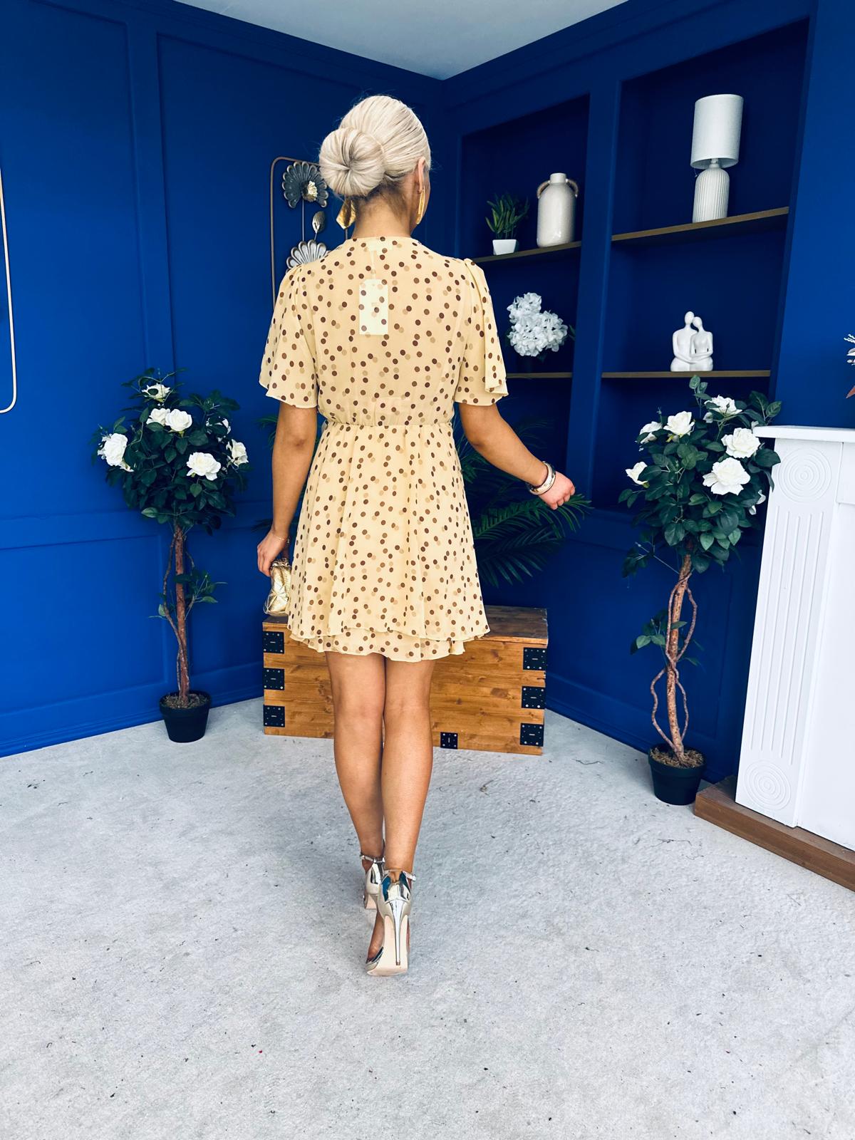 Skye Banded Mini Dress Polka Yellow