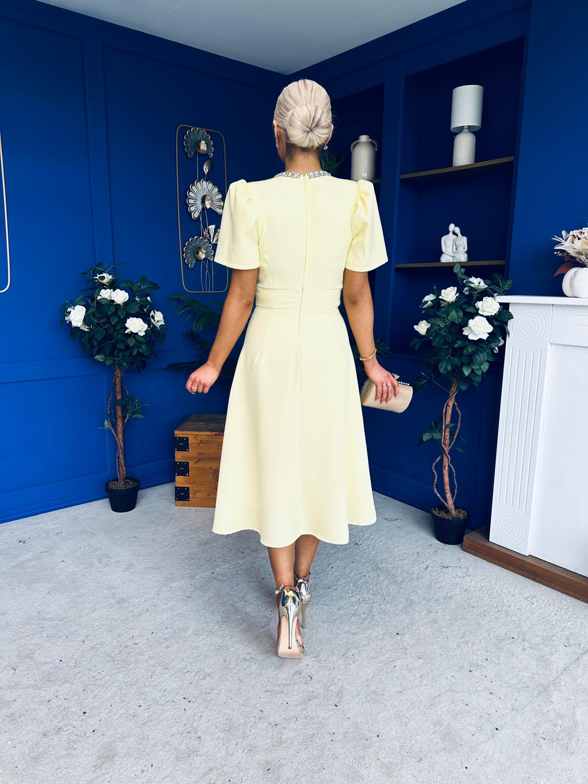 Madison Embellished Occasion Dress Yellow