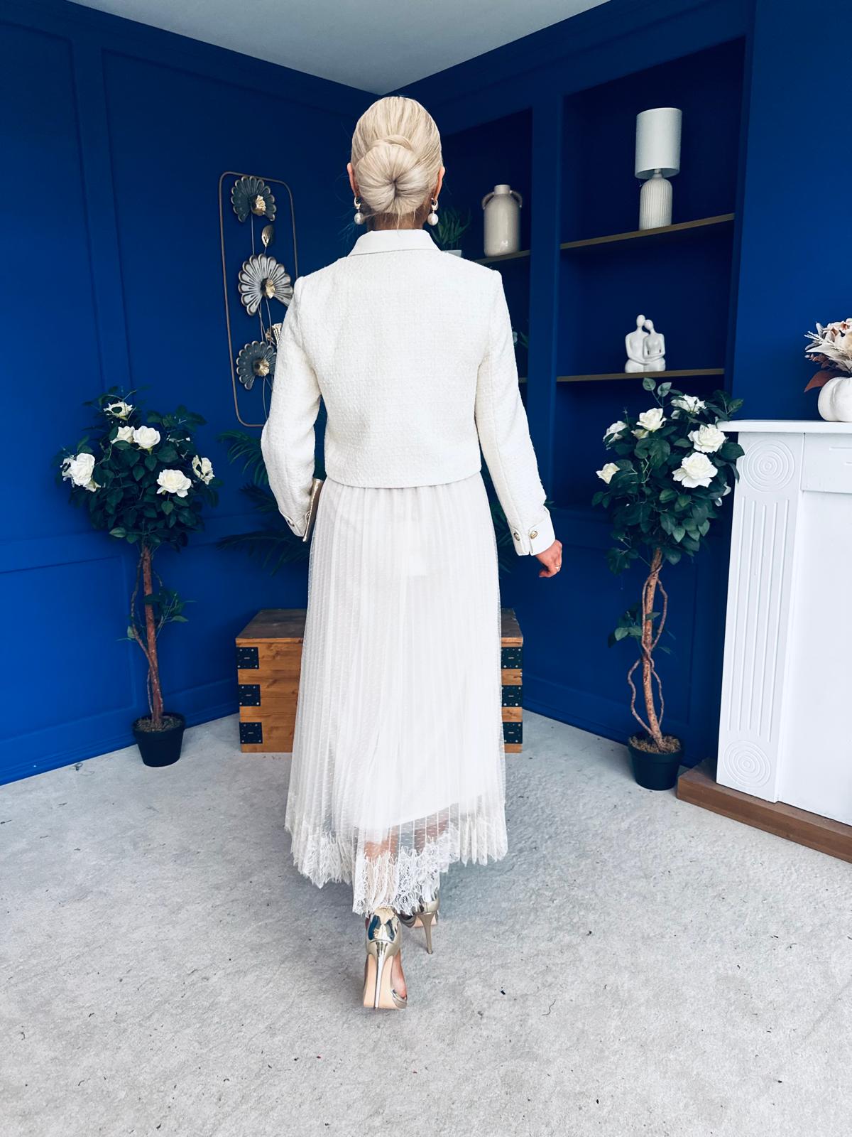 Emerson Detailed Tulle Skirt Cream