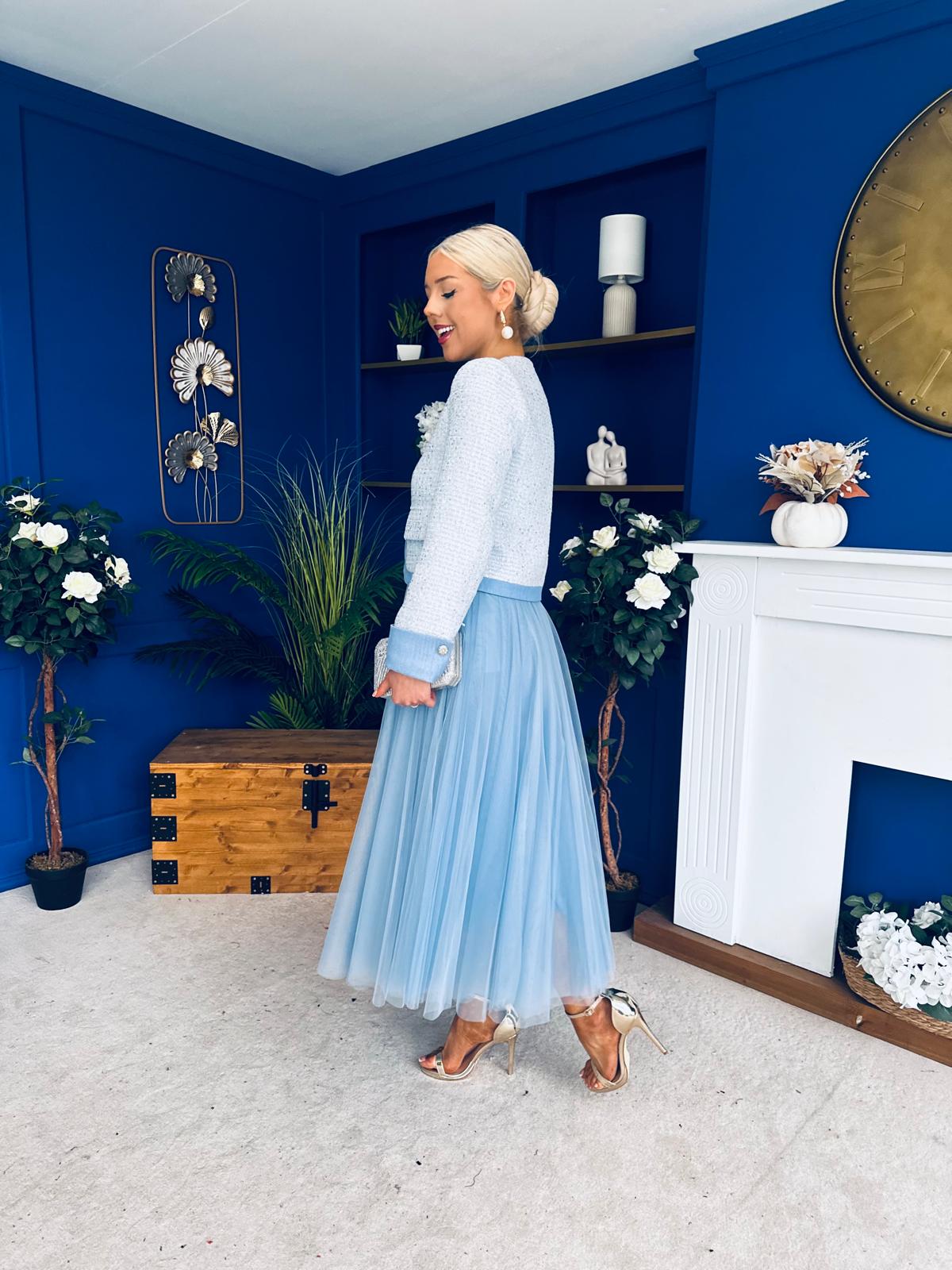 Celine Detailed Tulle Skirt Blue